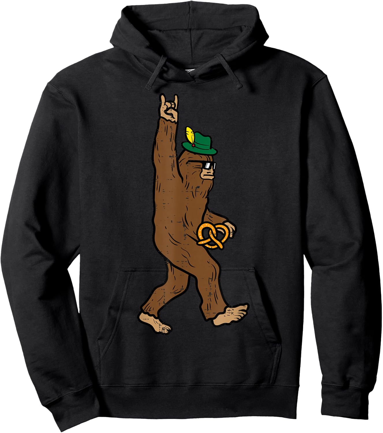 Oktoberfest Bigfoot Sasquatch Rock Rocker German Men Boy Kid Hoodie - Hoodie | Black
