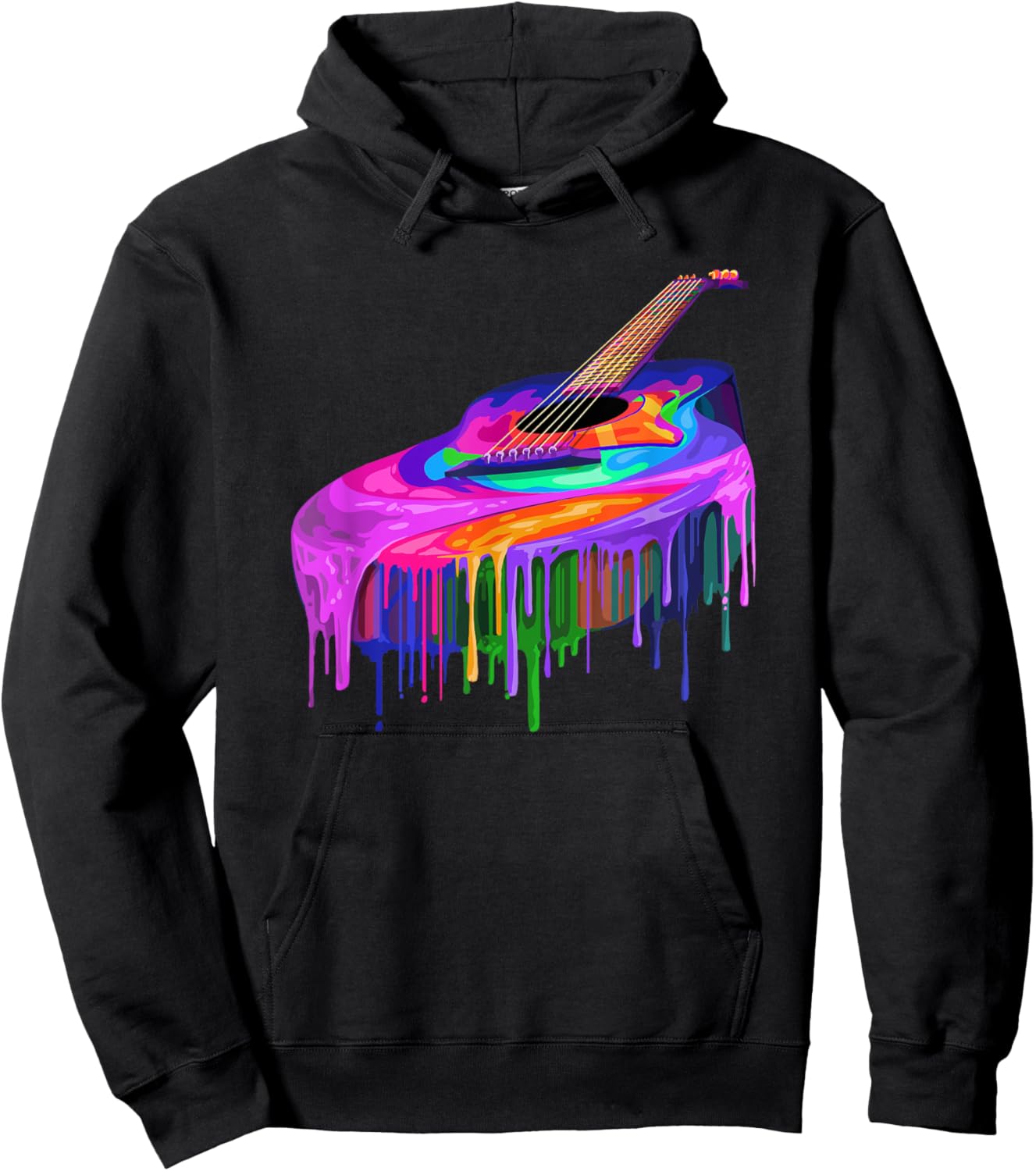 Acoustic Guitar Player Cool Musician Acoustic Guitar Melting Hoodie - Hoodie | Black