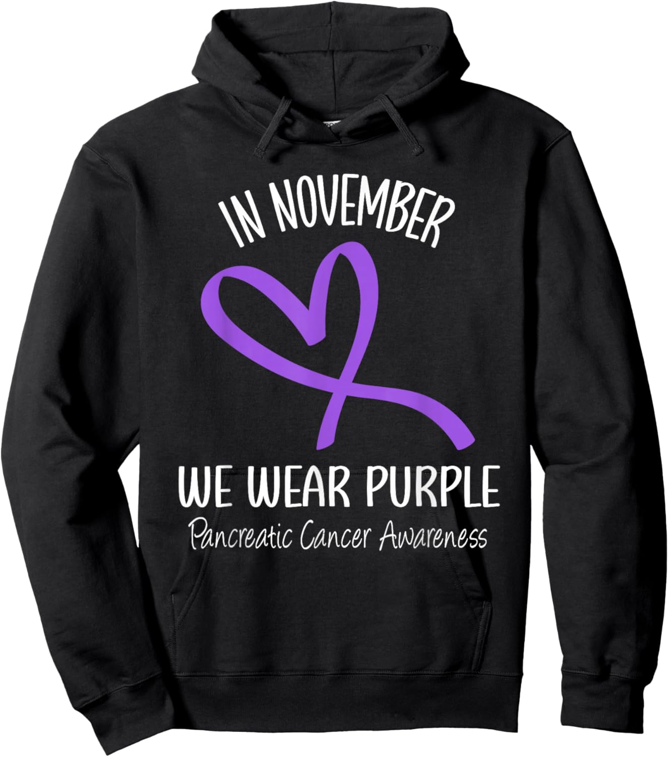 Heart In November We Wear Purple Pancreatic Cancer Awareness Hoodie - Hoodie | Black
