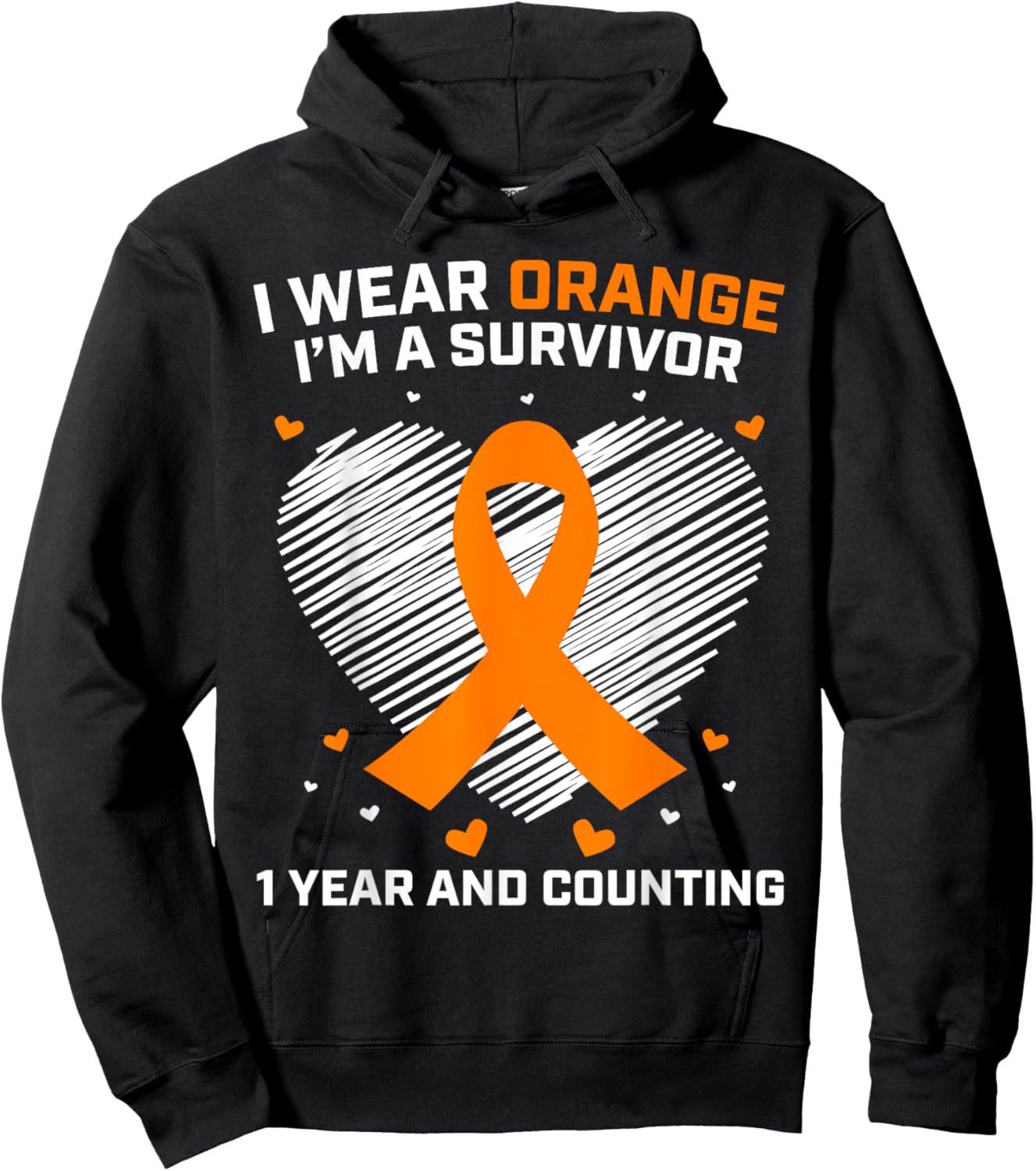 1 Year Cancer Free Leukemia Survivor Gifts Orange Awareness Hoodie - Hoodie | Black