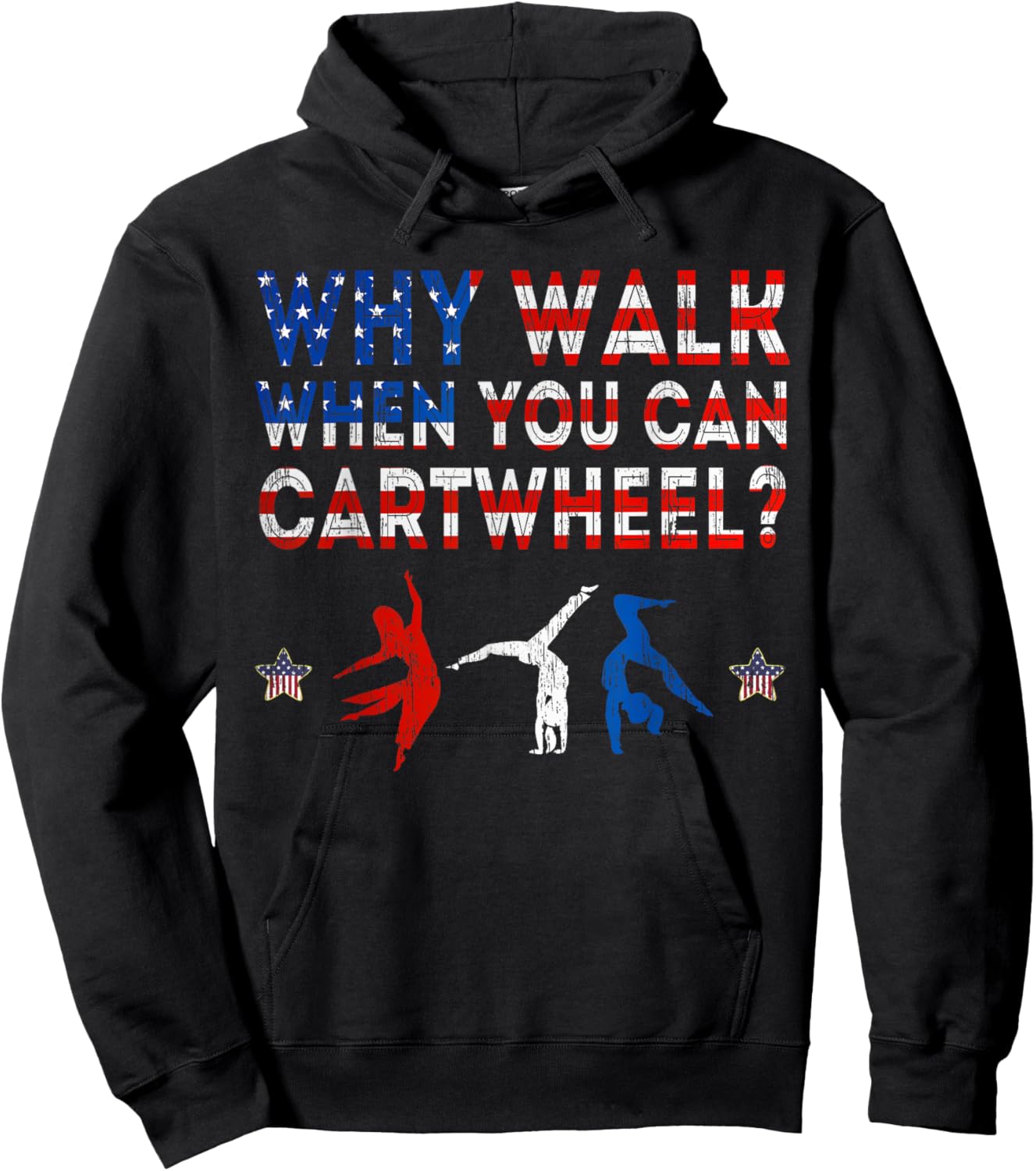 Gymnastics USA American Flag - Cartwheel Tumbling Funny Girl Hoodie - Hoodie | Black