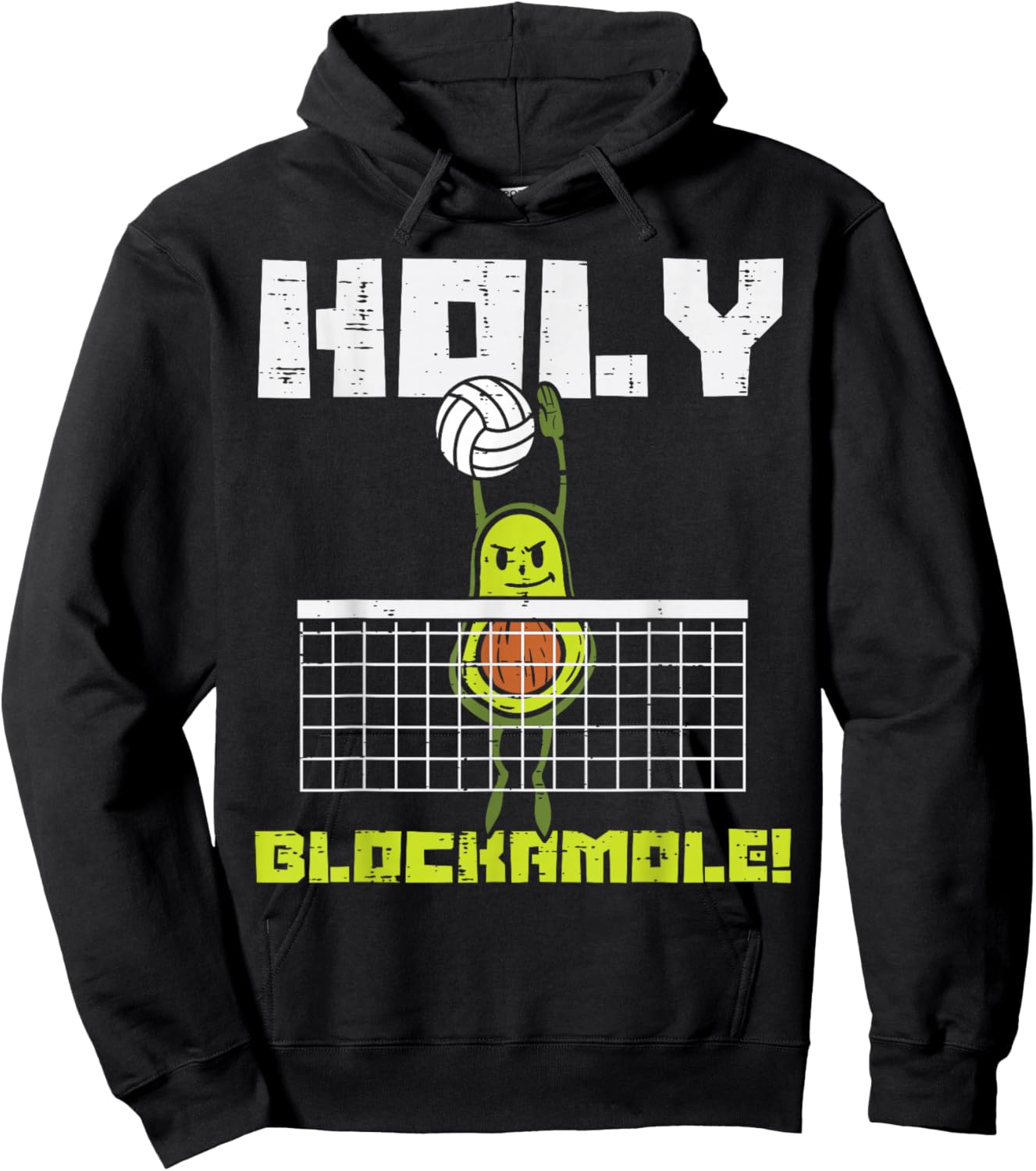 Holy Blockamole Avocado Volleyball Player Blocker Men Women Hoodie - Hoodie | Black