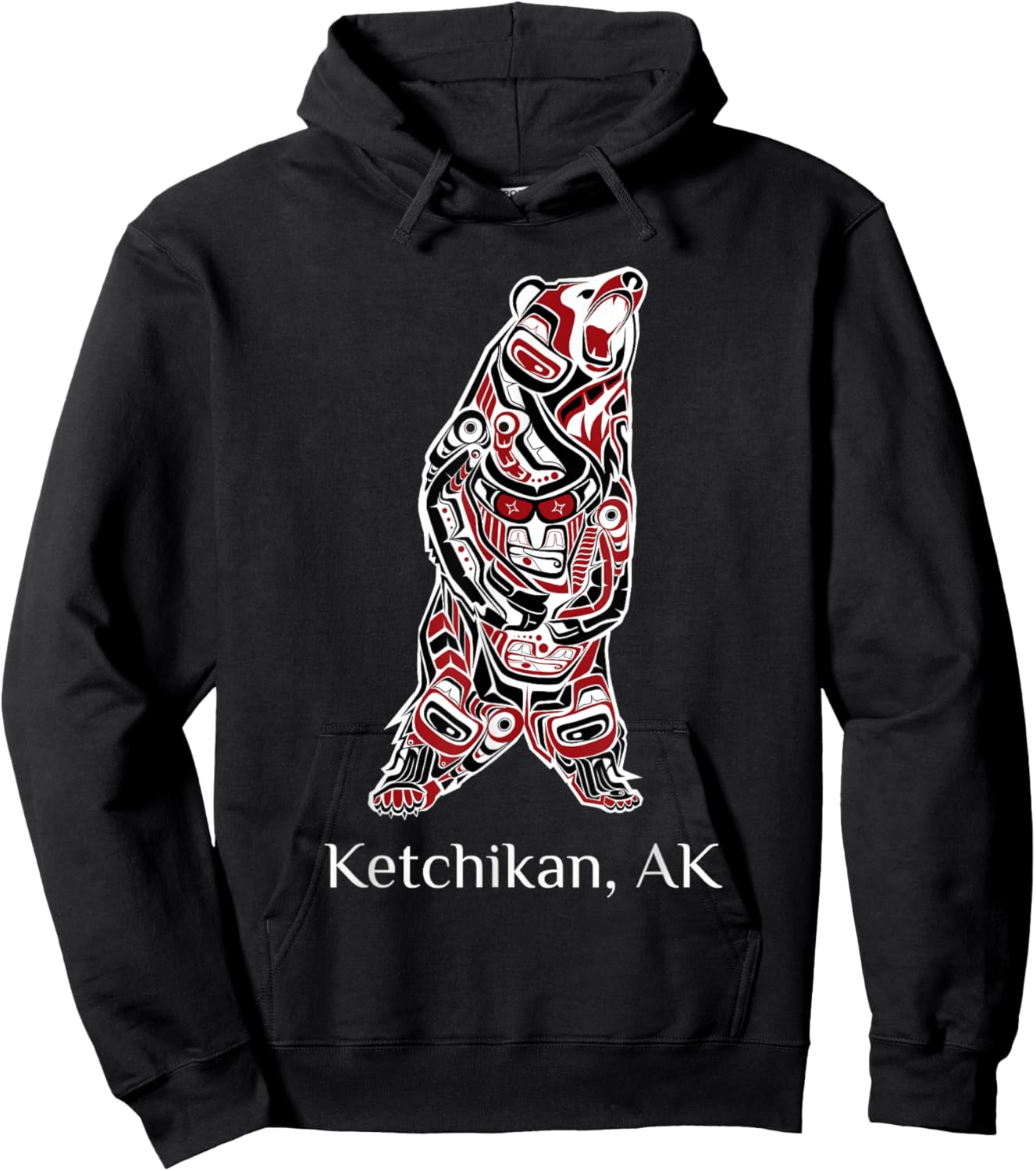Ketchikan Alaska Native American Indian Brown Grizzly Bear Hoodie - Hoodie | Black
