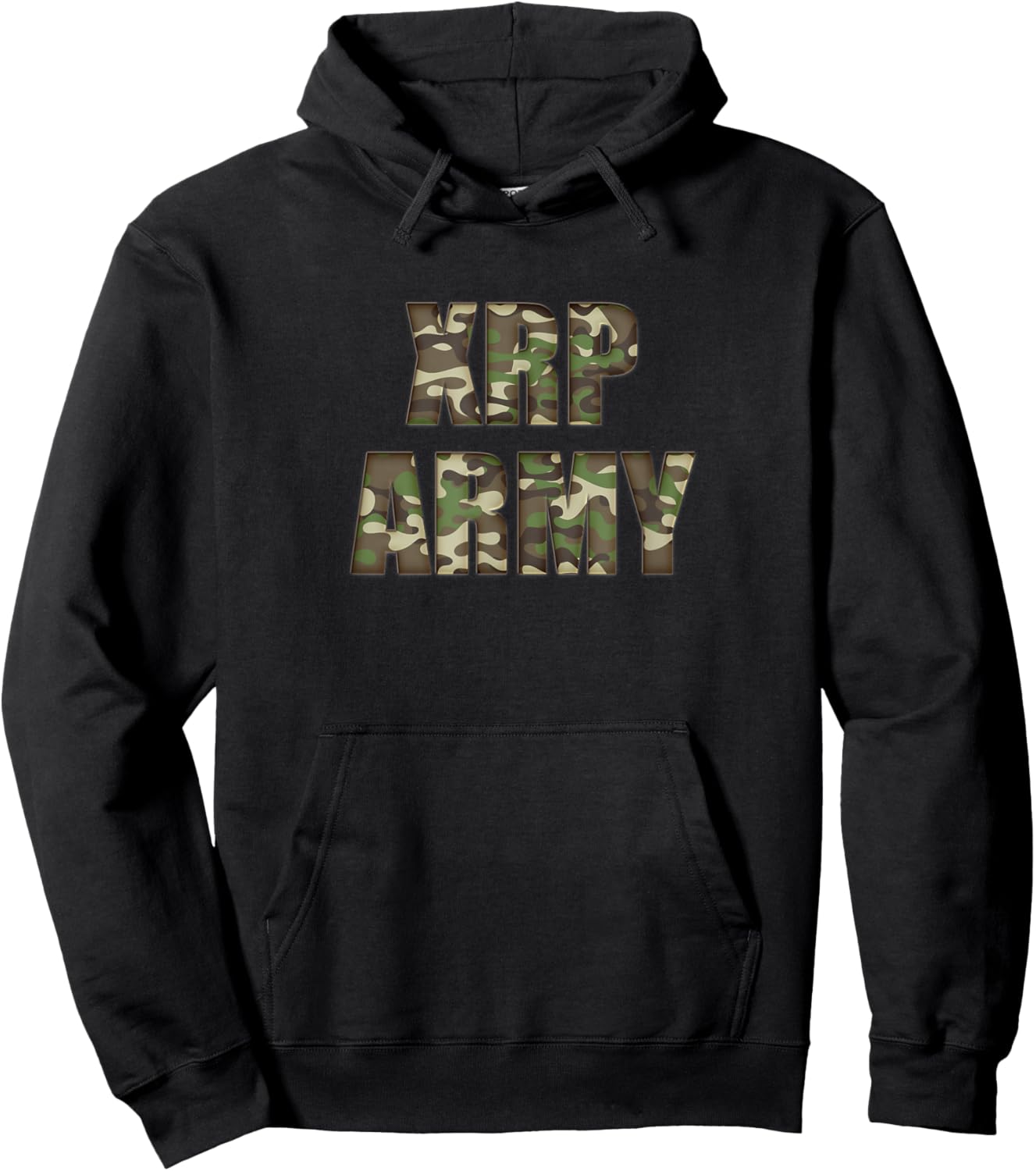 XRP Army Cryptocurrency Camouflage Text Hoodie - Hoodie | Black