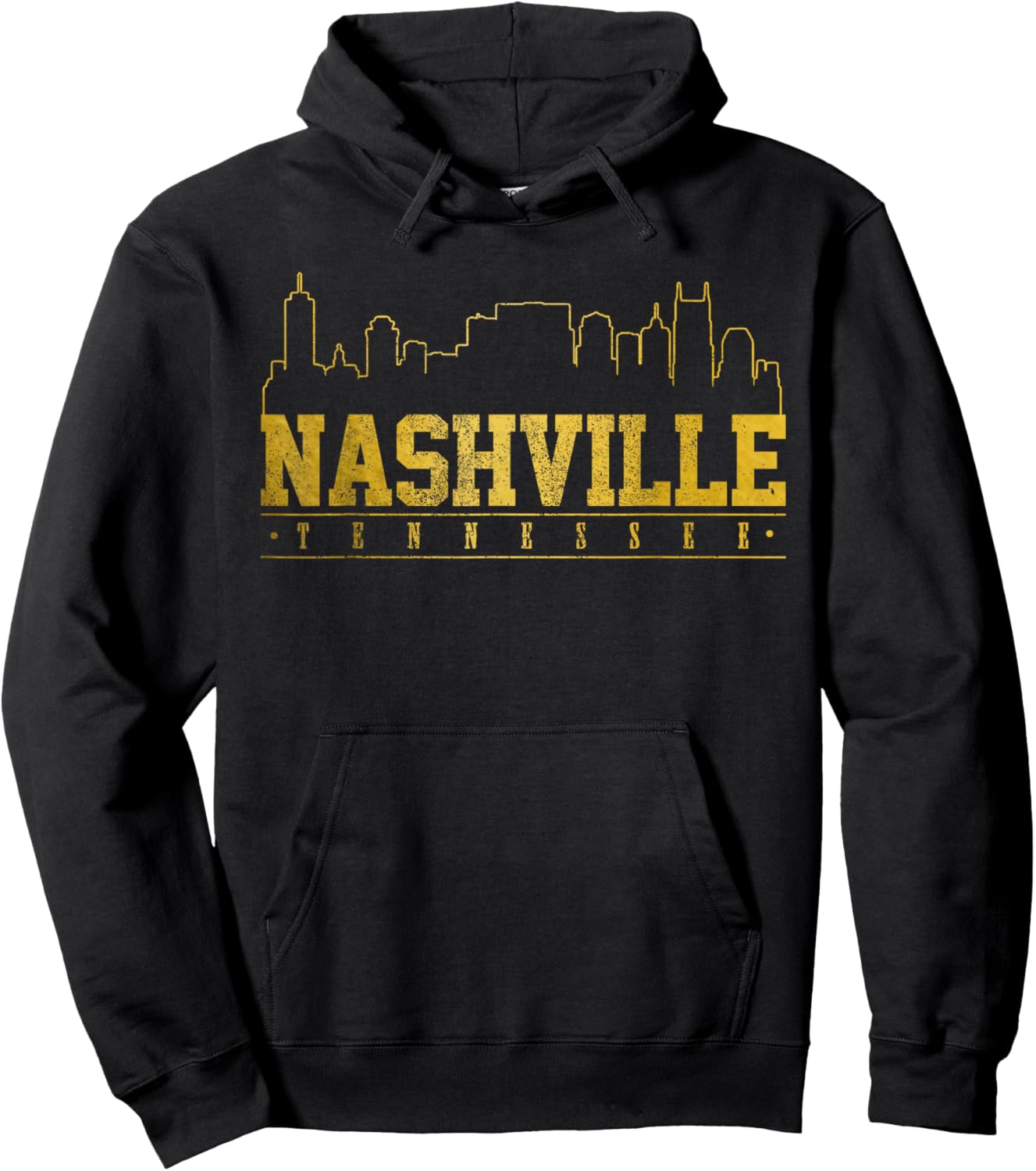 Nashville Skyline Tennessee TN Music City Vintage Nash Hoodie - Hoodie | Black