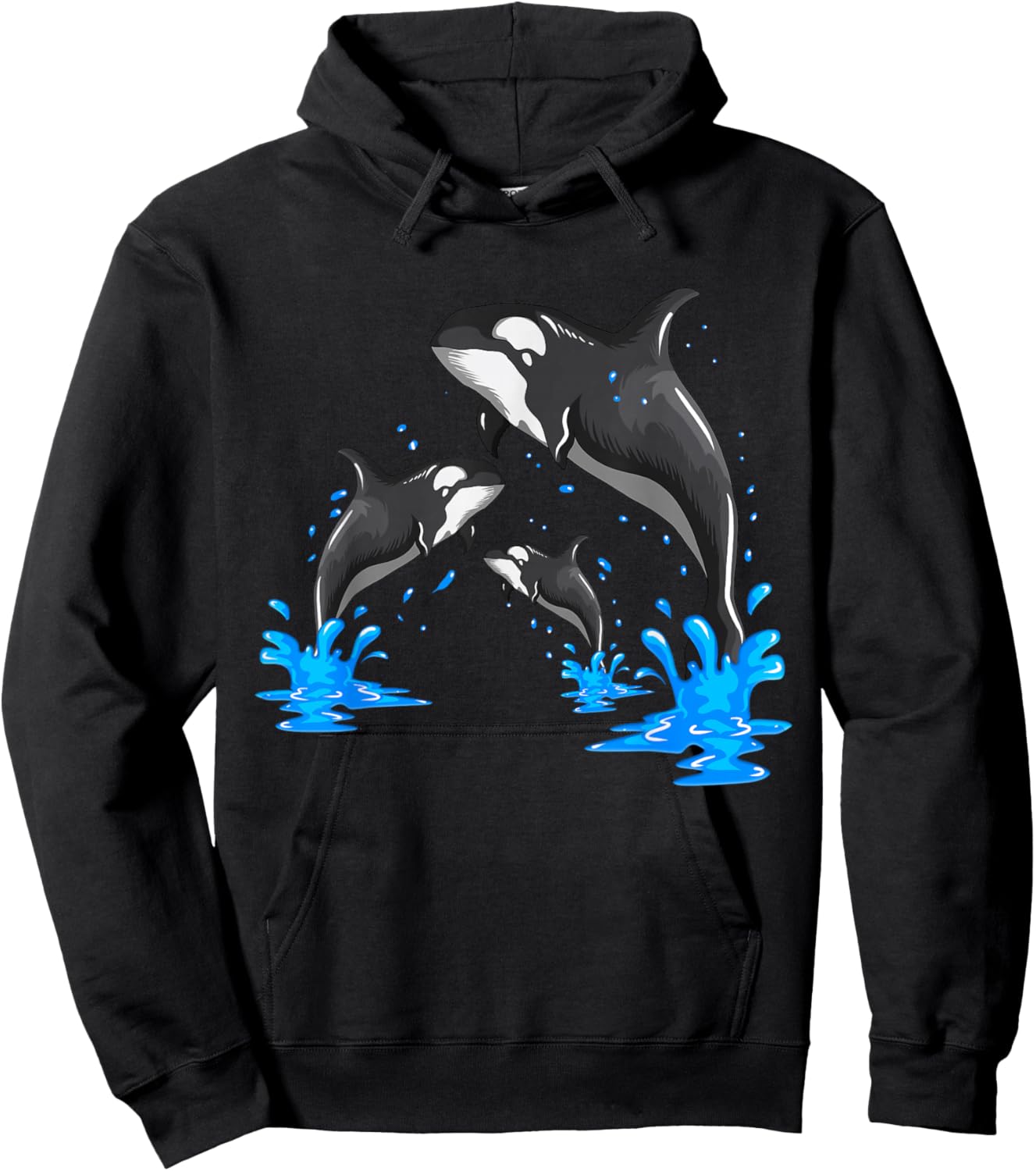 Killer Whale Orca Whale Family Jumps Out of The Water Hoodie - Hoodie | Black