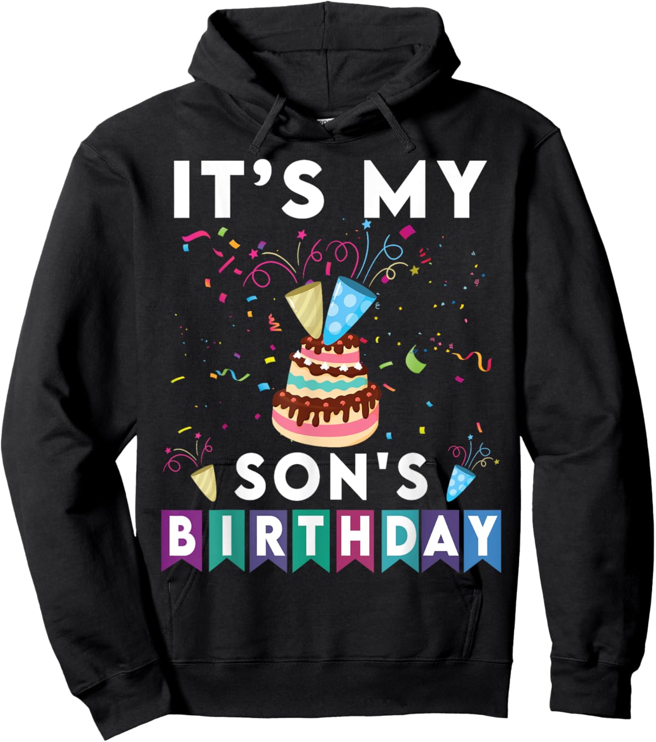 It's My Son's Birthday Family Matching confetti cake Hoodie - Hoodie | Black