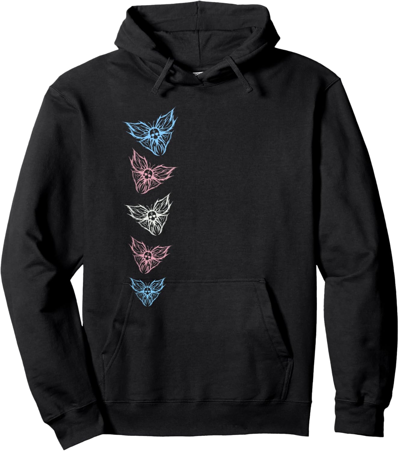 Subtle Transgender FTM MTF Goth Butterfly, Trans Pride Flag Hoodie - Hoodie | Black