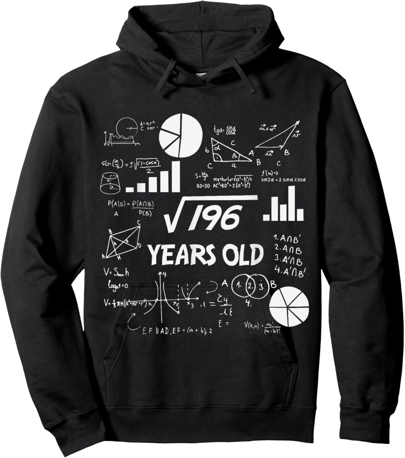 14th Birthday Square Root of 196 Math 14 Years Old Birthday Hoodie - Hoodie | Black