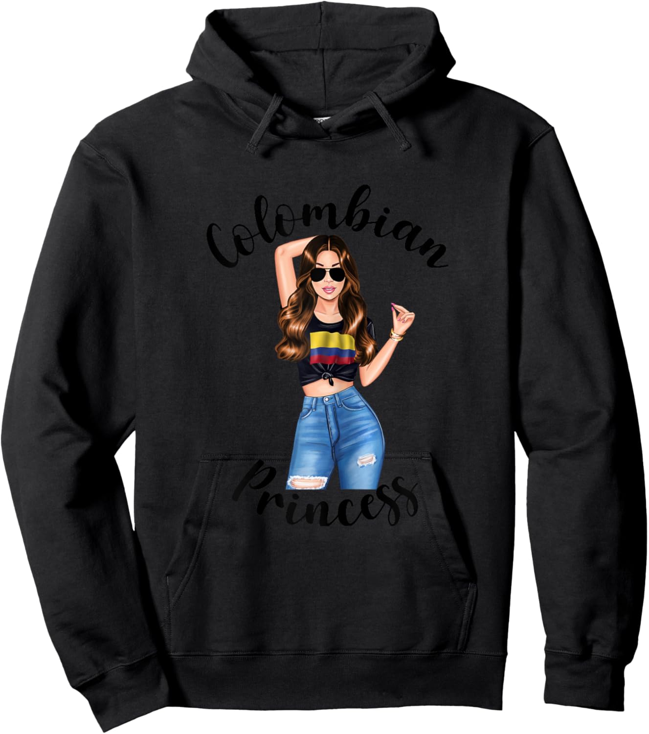 Colombian Princess Colombia Flag South American Latin Beauty Hoodie - Hoodie | Black