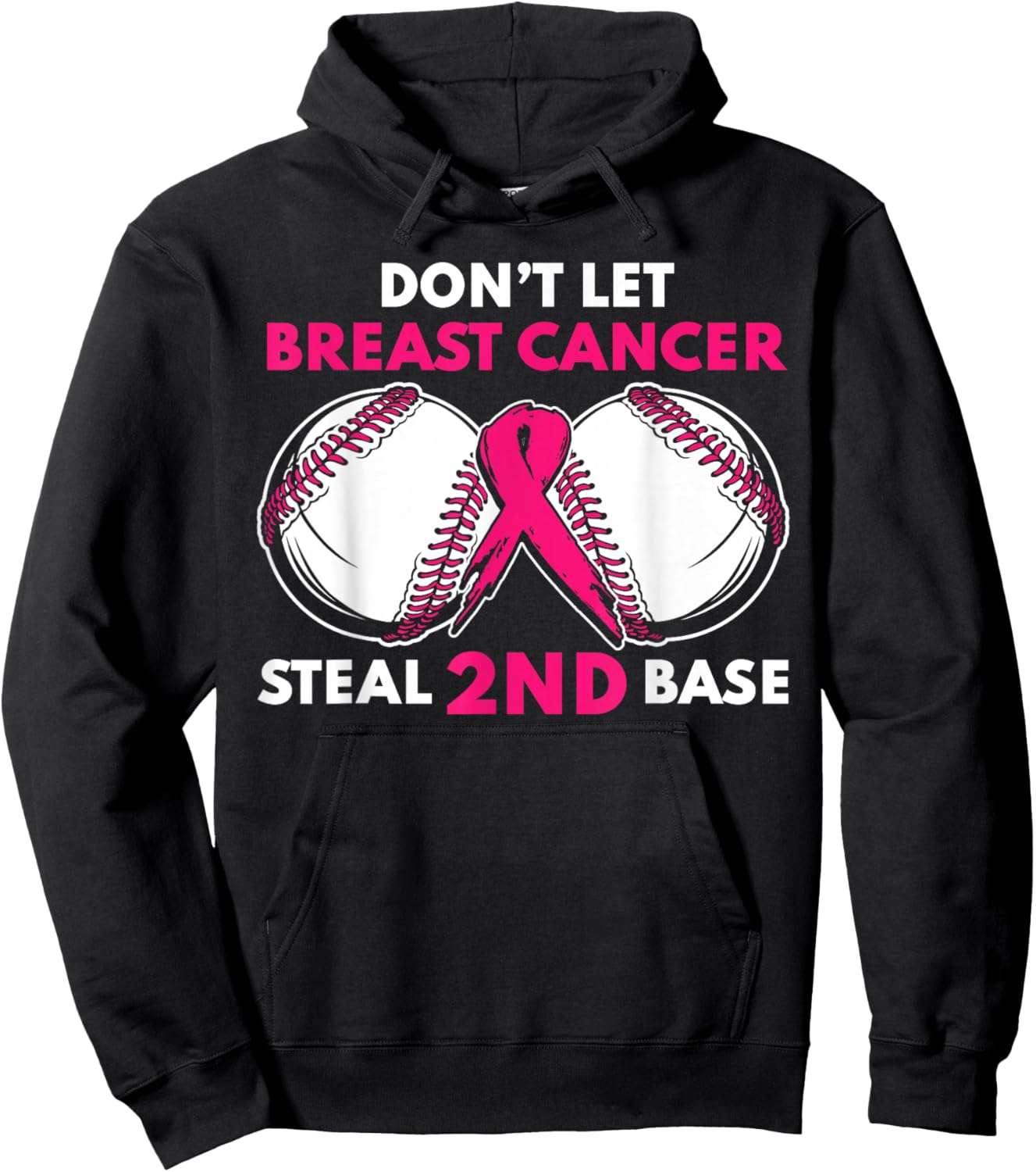 Breast Cancer Awareness Month Cute Baseball Pink October Hoodie - Hoodie | Black