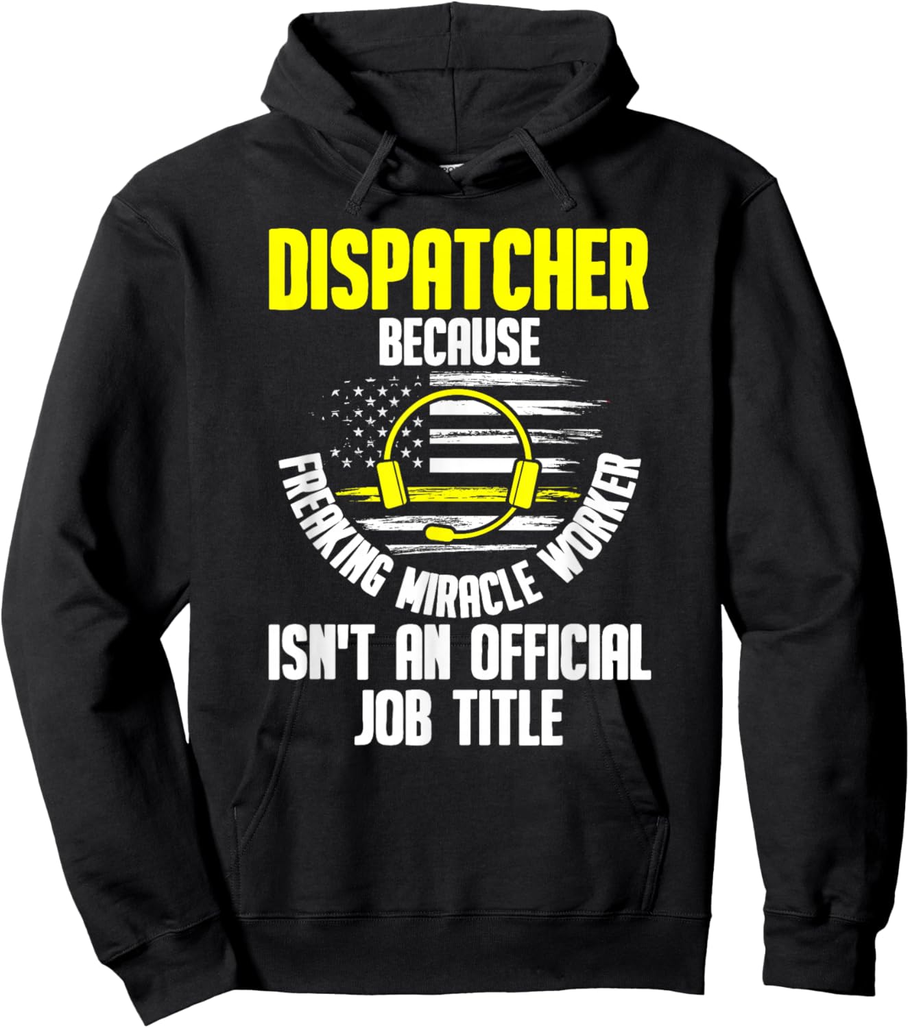 Dispatcher - 911 Operator Thin Gold Yellow Line Dispatcher Hoodie - Hoodie | Black