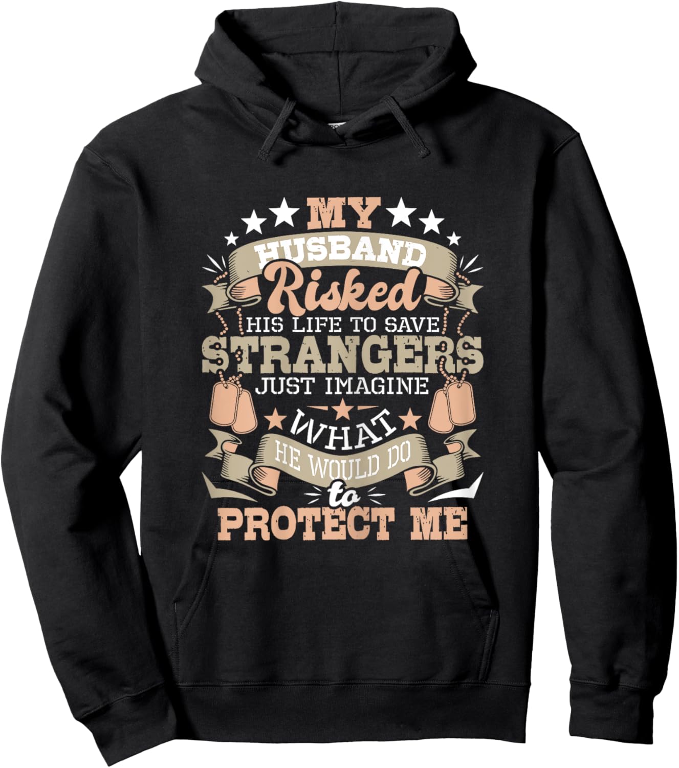 My Husband Risked His Life - US Army Veteran Wife Hoodie - Hoodie | Black