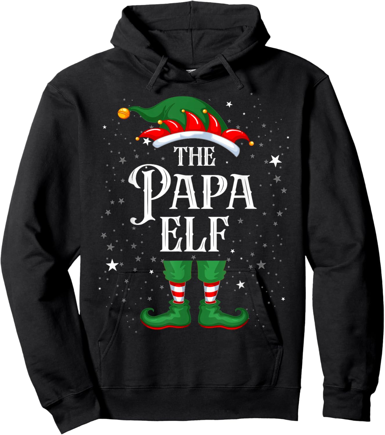 Christmas Elf Matching Family Group Funny The Papa Elf Hoodie - Hoodie | Black