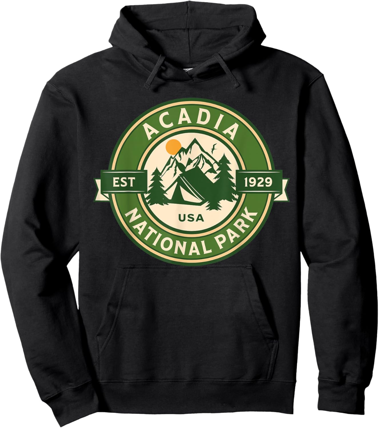 Acadia National Park Maine Hike Camp Outdoors Retro Hoodie - Hoodie | Black