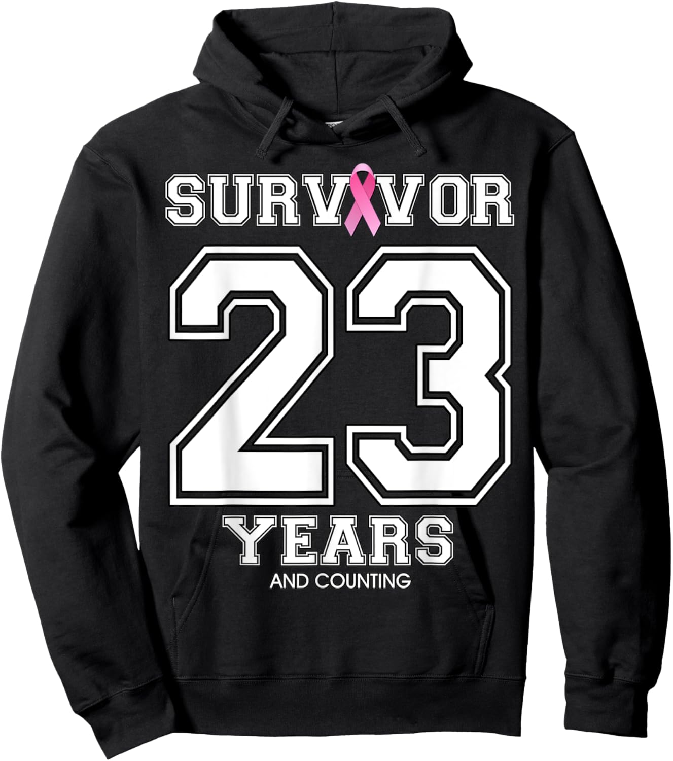 23 Years Breast Cancer Survivor Gifts Pink Ribbon Hoodie - Hoodie | Black