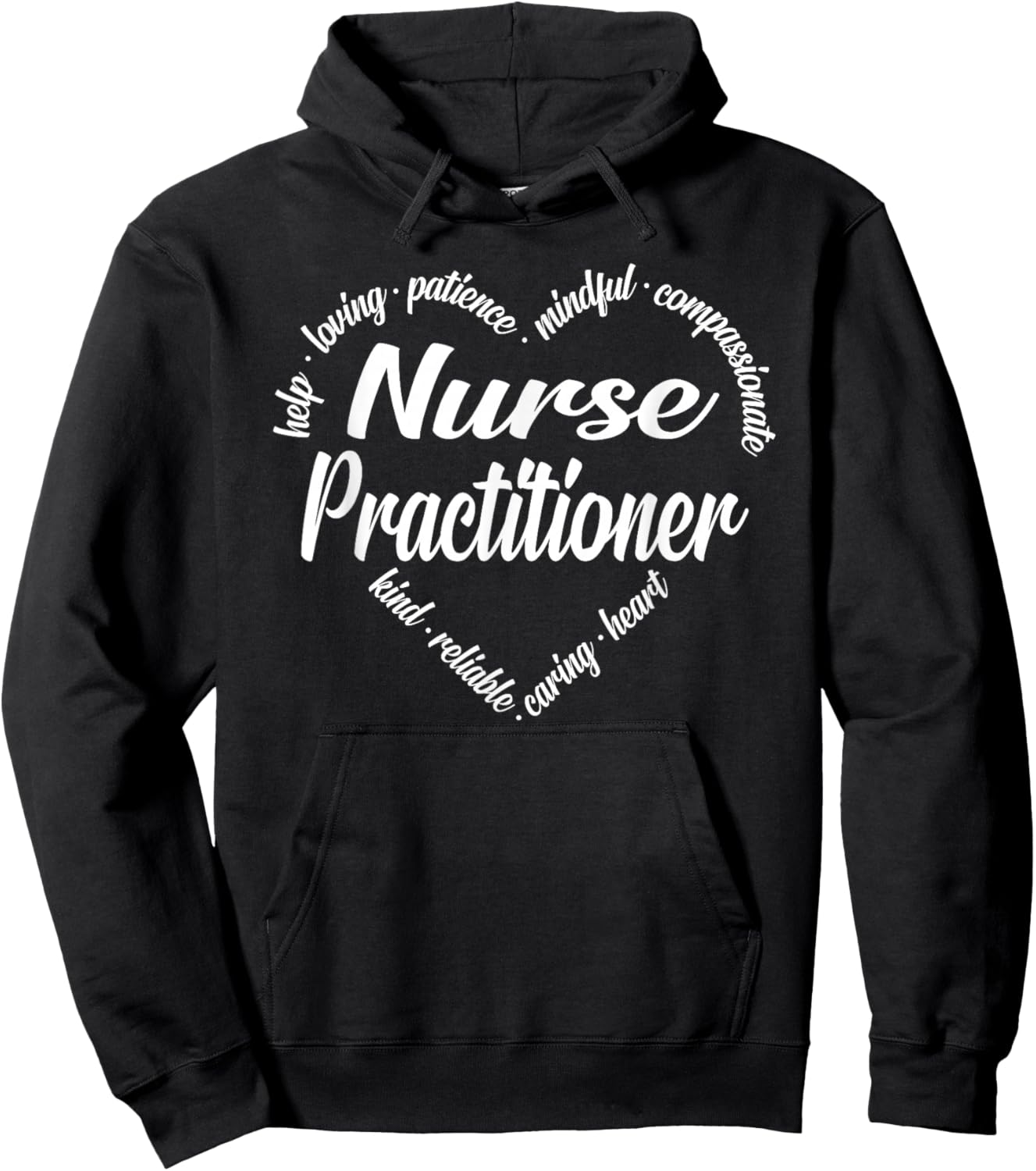 Nurse Practitioner Heart Word Cloud Hoodie - Hoodie | Black