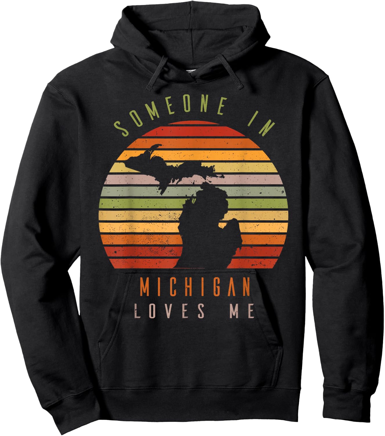 Someone In Michigan Loves Me Vintage State Retro Hoodie - Hoodie | Black
