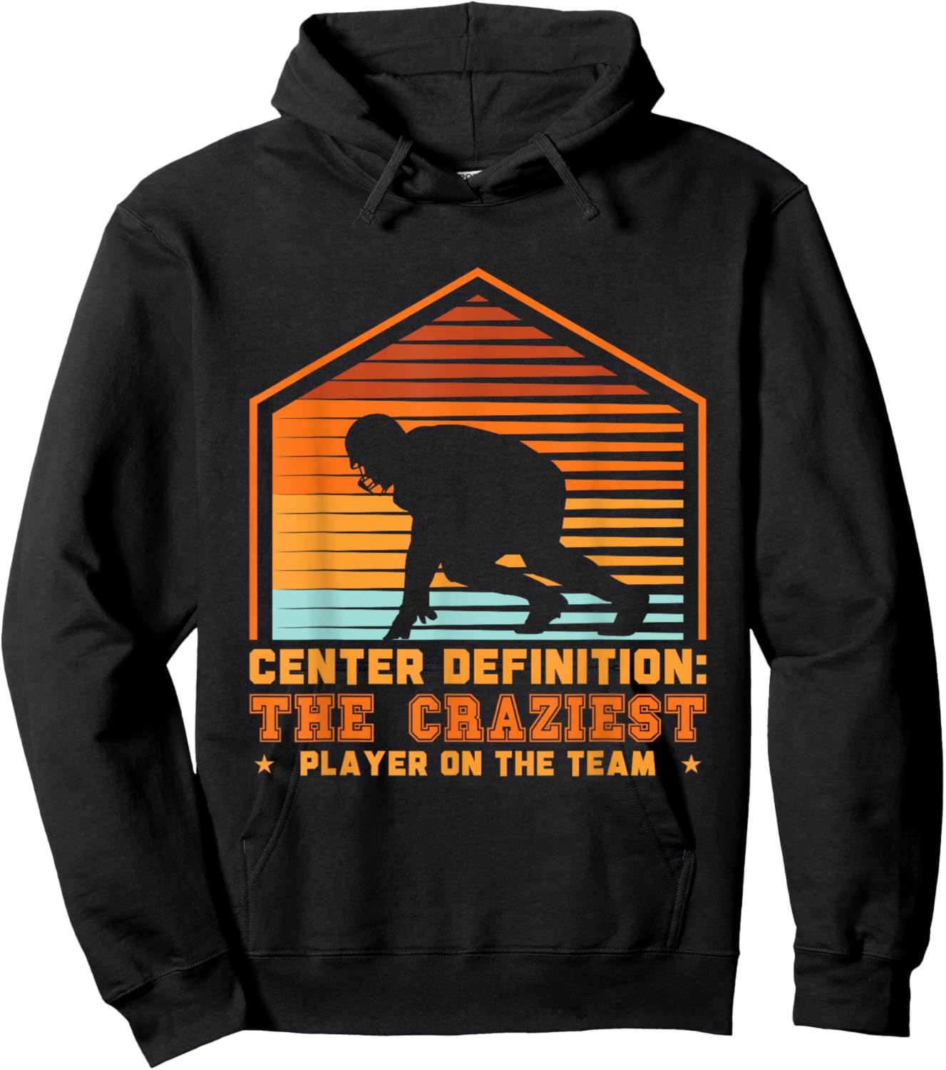 Football Center Definition Funny Lineman Retro Sports Hoodie - Hoodie | Black