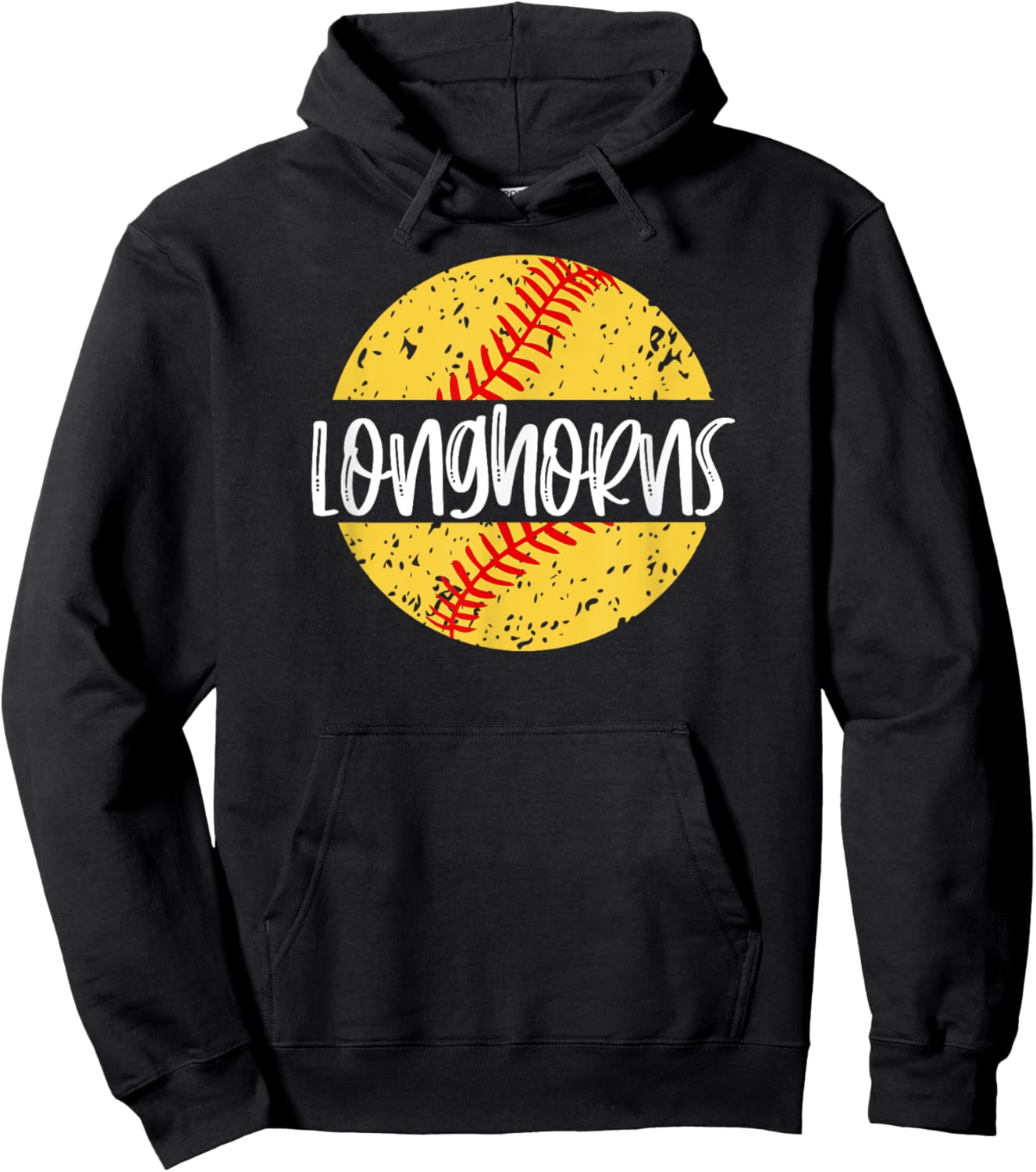 Longhorns Softball Team Mascot School Spirit Game Day Hoodie - Hoodie | Black