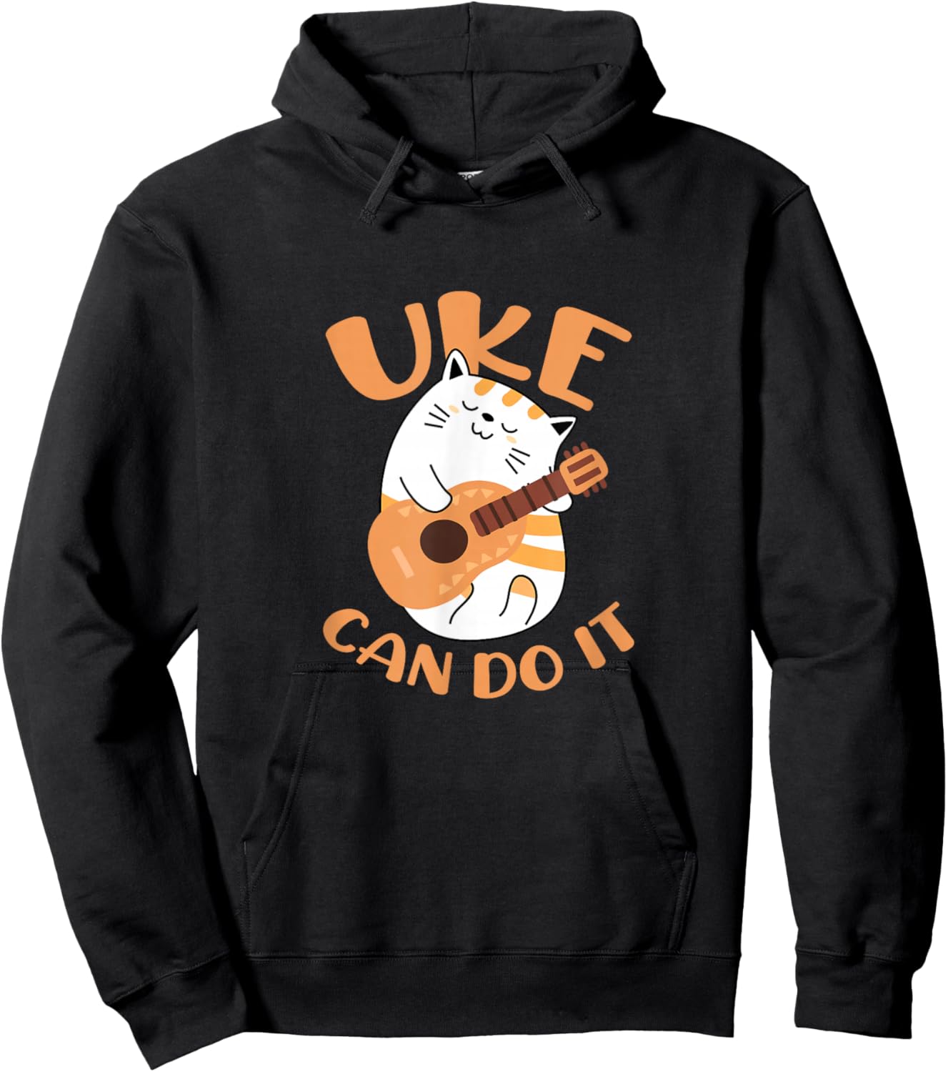Uke Can Do It Funny Cat Playing Ukulele Uke Players Hoodie - Hoodie | Black