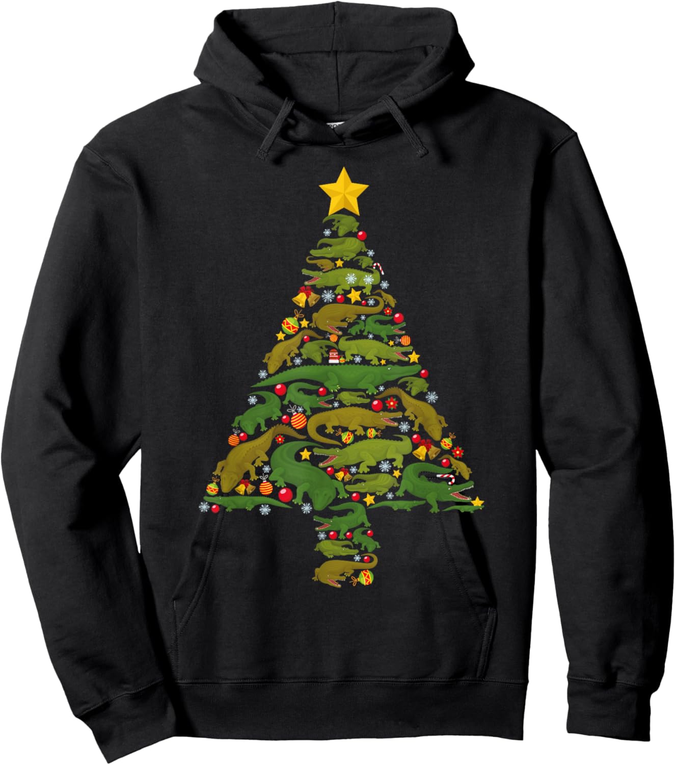 Funny Alligator Christmas Tree Crocodile Xmas Women Men Kids Hoodie - Hoodie | Black