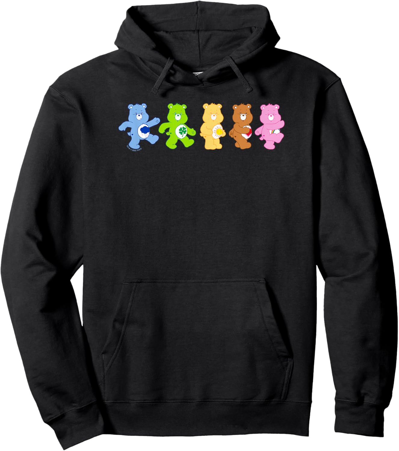 Care Bears Vintage Rainbow Bears Grateful Line Up Hoodie - Hoodie | Black