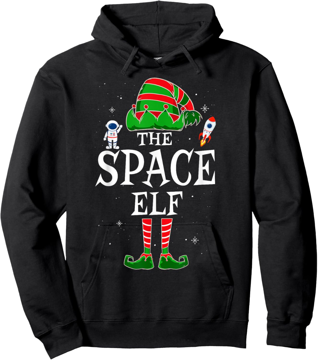 The Space Elf Group Matching Family Christmas Astronomy Hoodie - Hoodie | Black