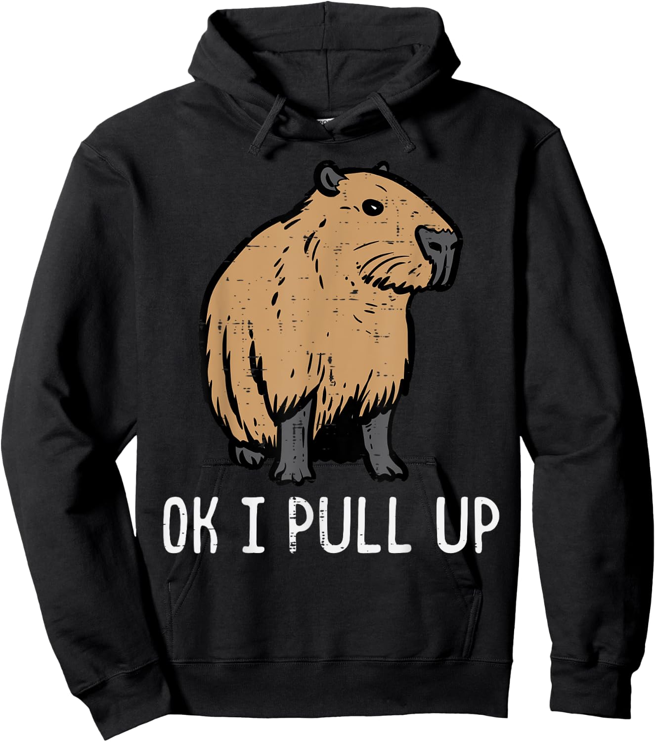 Capybara Ok I Pull Up Funny Capy Meme Rodent Men Women Kids Hoodie - Hoodie | Black