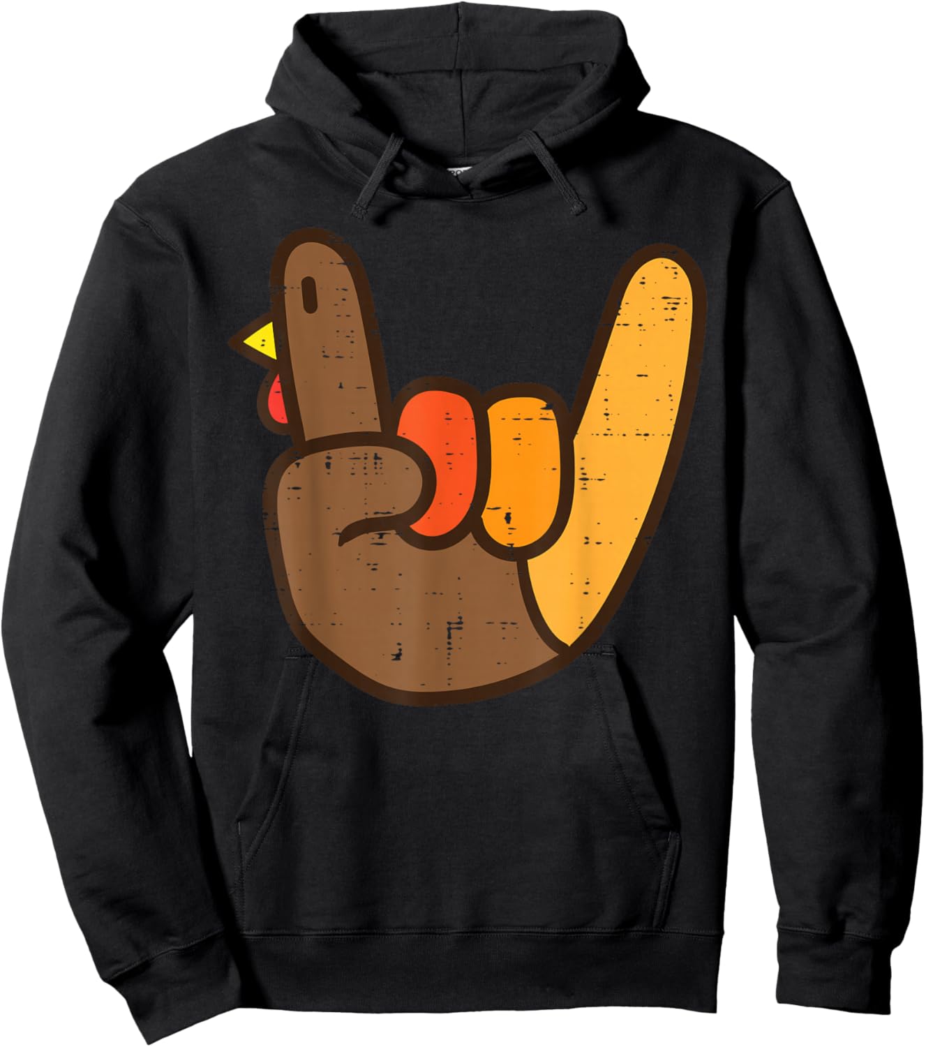 Rock Sign Turkey Hand Cool Thanksgiving Metal Punk Men Women Hoodie - Hoodie | Black