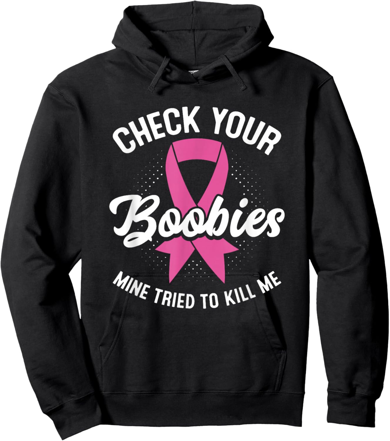 Cancer Survivor Check Your Boobies Breast Cancer Awareness Hoodie - Hoodie | Black