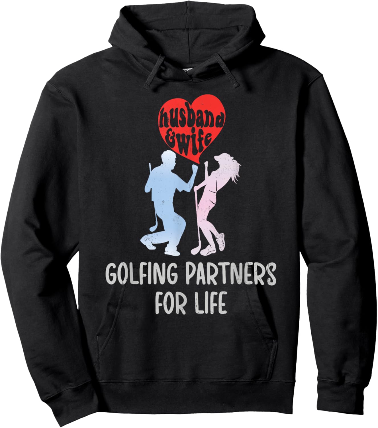 Husband & Wife Golfing Partners For Life Golf Lovers Couple Hoodie - Hoodie | Black