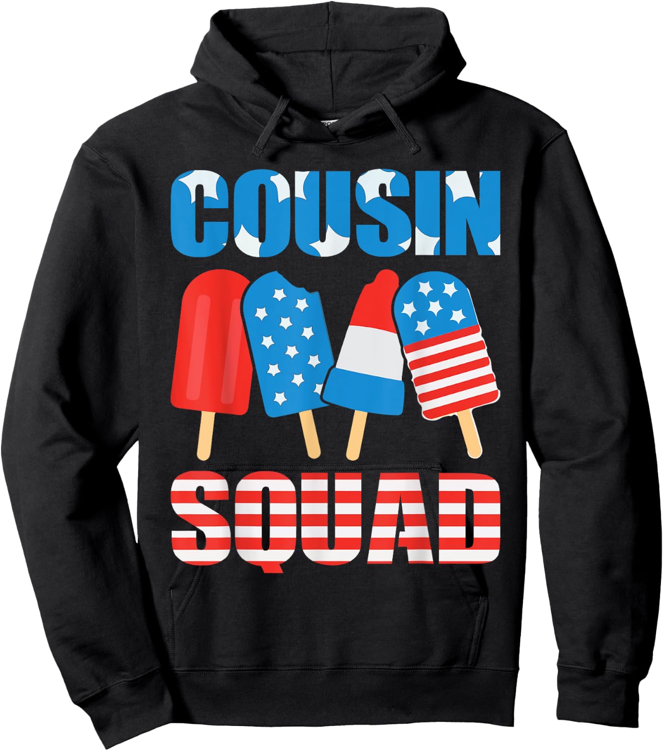 4th Of July Cousin Squad Crew Funny American Ice Pops Summer Women Kids Men Hoodie - Hoodie | Black