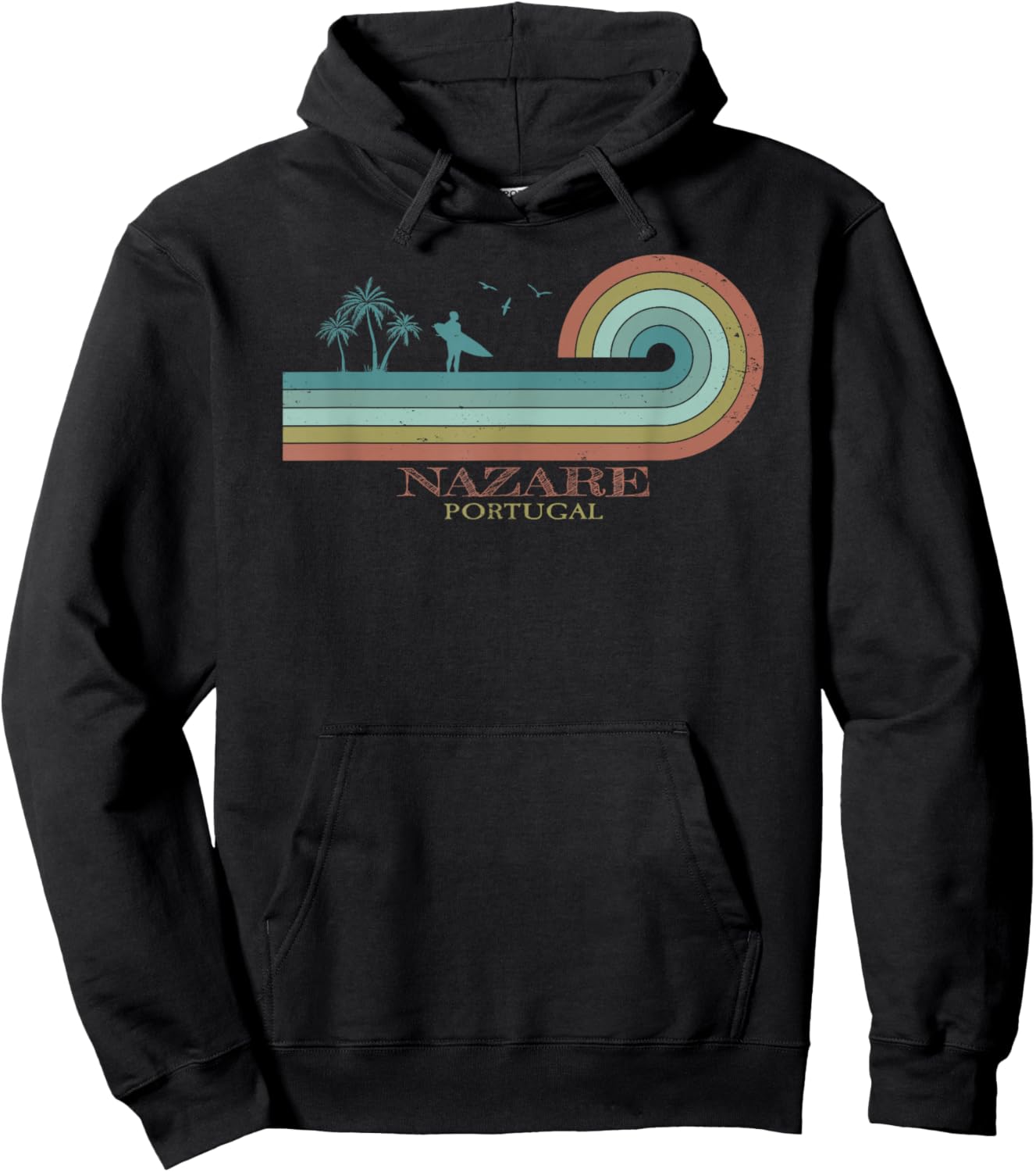 Nazare Surfer I Portugal Retro I Surfing I Nazare Surf Hoodie - Hoodie | Black