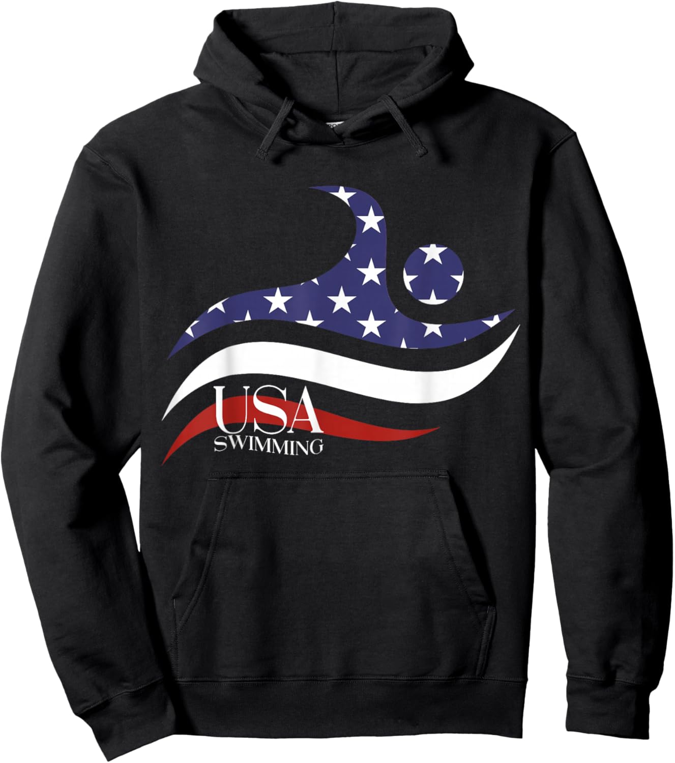 Patriotic American Flag Swimming USA Gift, Swim Team Hoodie - Hoodie | Black