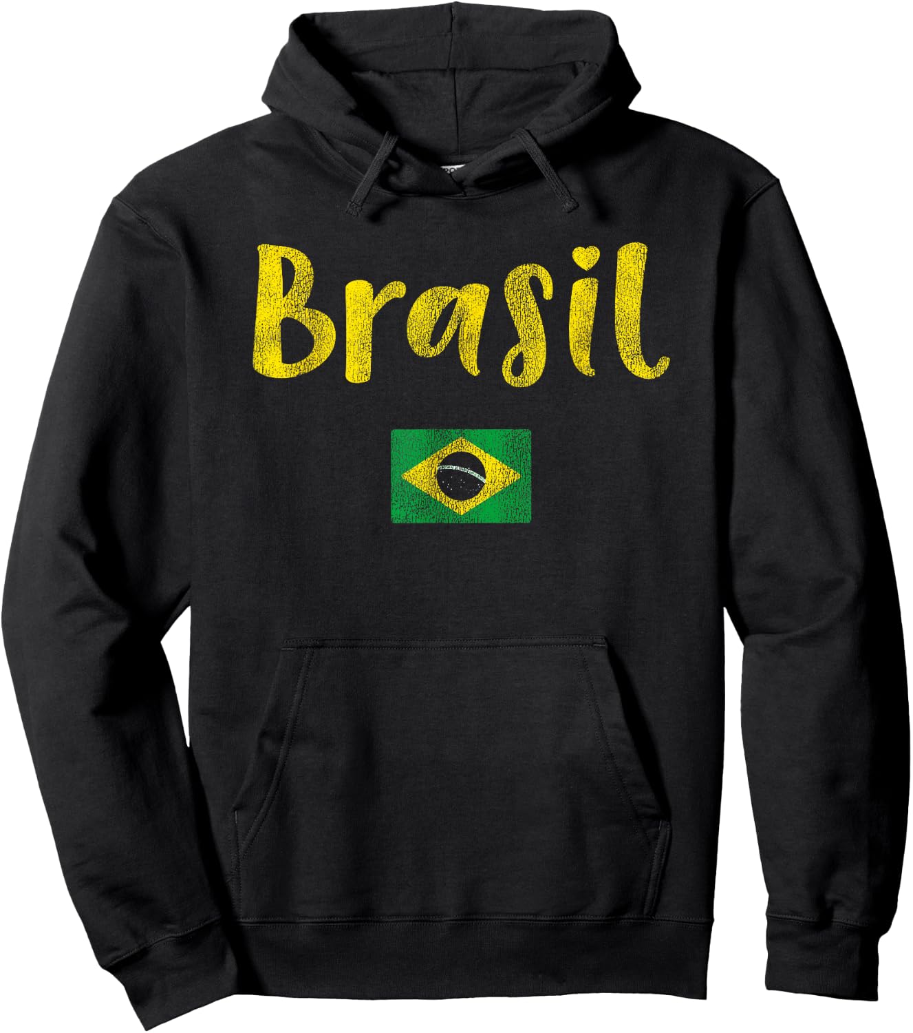 Vintage Brazilian Flag of Brazil Souvenir Women Girls Brasil Hoodie - Hoodie | Black
