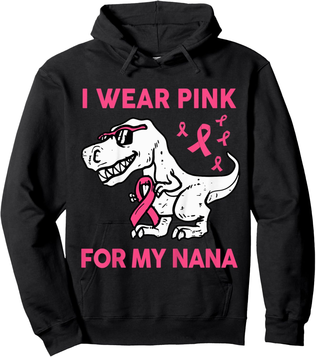 Kids I Wear Pink For My Nana Baby Toddler Breast Cancer Awareness Hoodie - Hoodie | Black