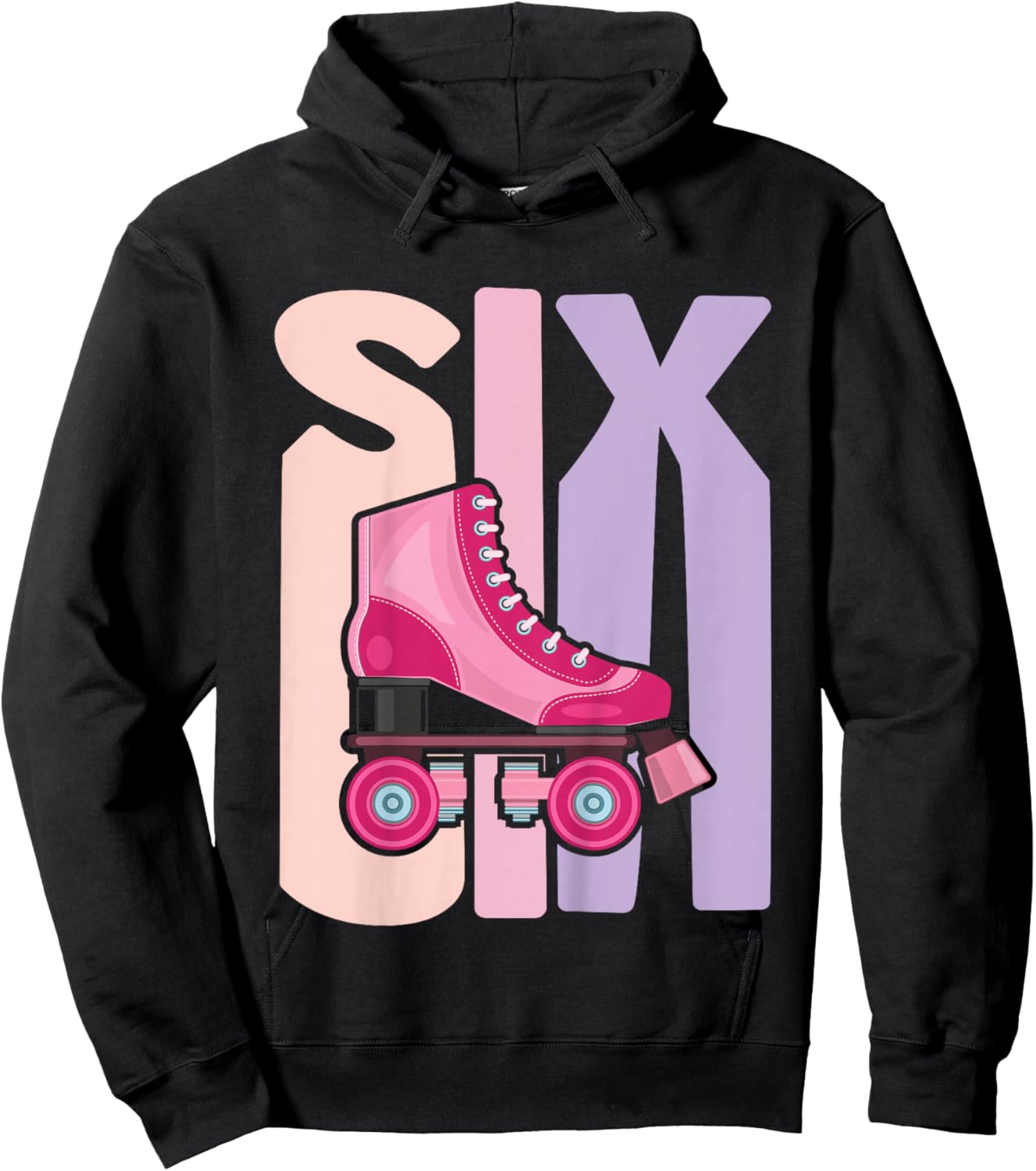 6 Year Old Cute Roller Skating Birthday Girl 6th B-day Hoodie - Hoodie | Black