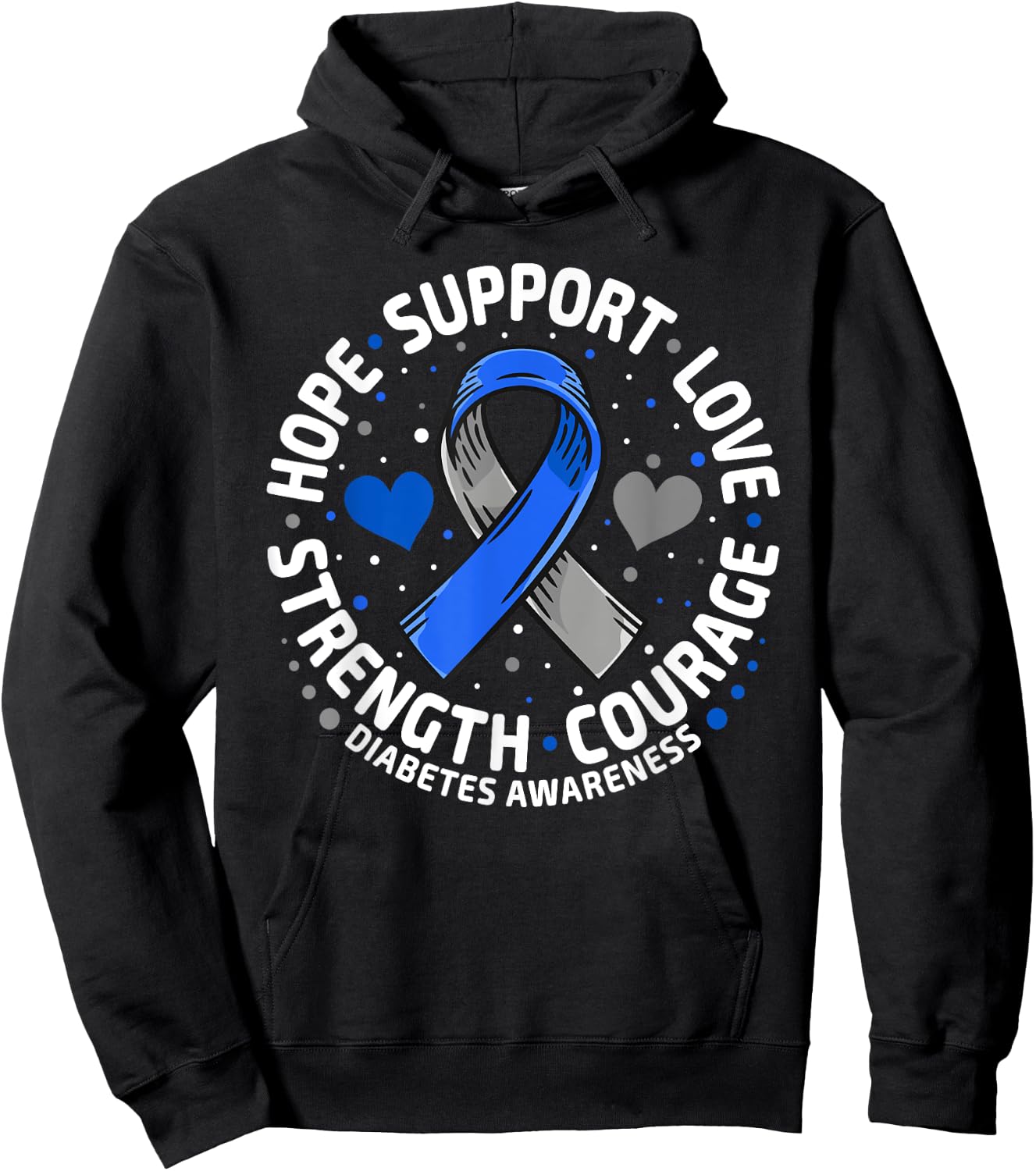 Diabetes Awareness Diabetic Love Support T2D T1D Diabetes Hoodie - Hoodie | Black