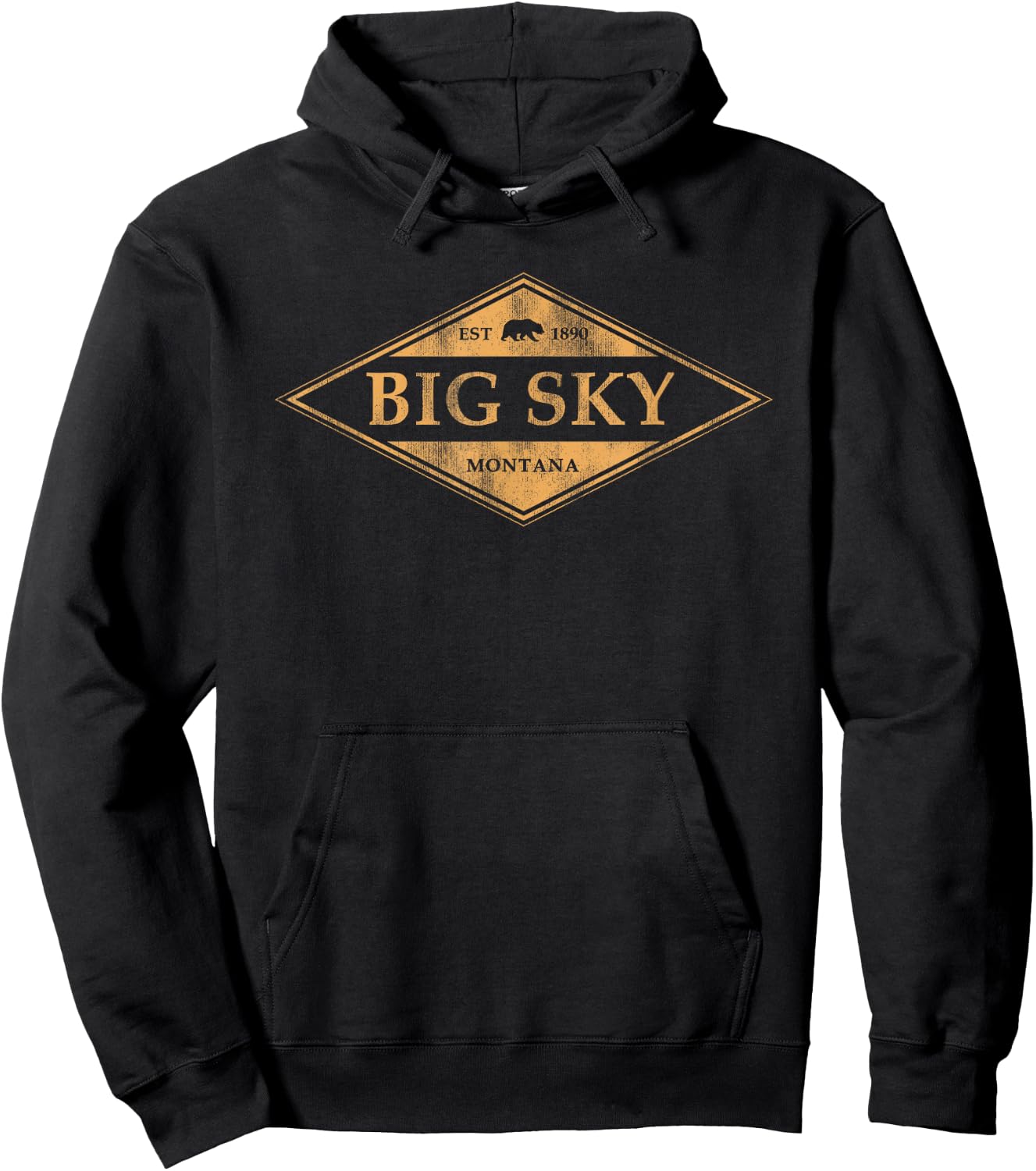 Vintage Big Sky Montana Souvenir Mountain Retro Hoodie - Hoodie | Black