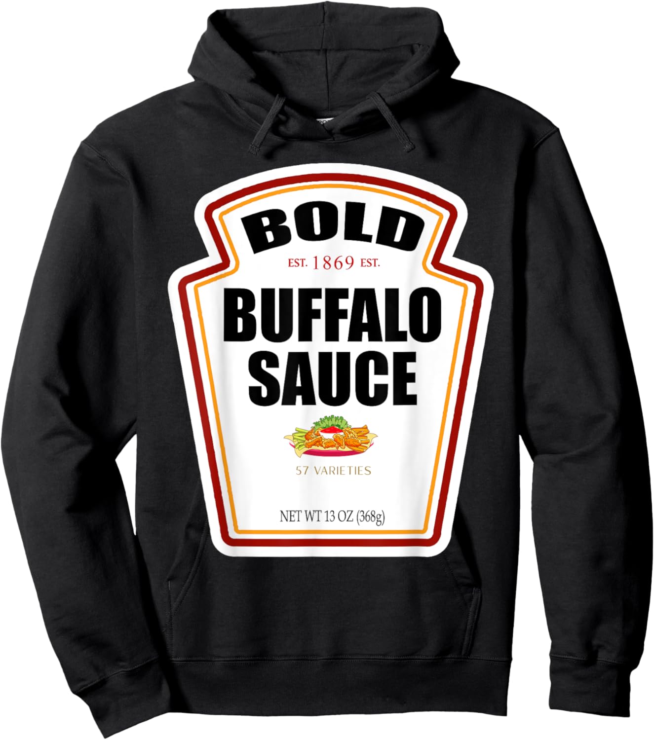Bold Buffalo Sauce Bottle Label Funny Halloween Costume Hoodie - Hoodie | Black