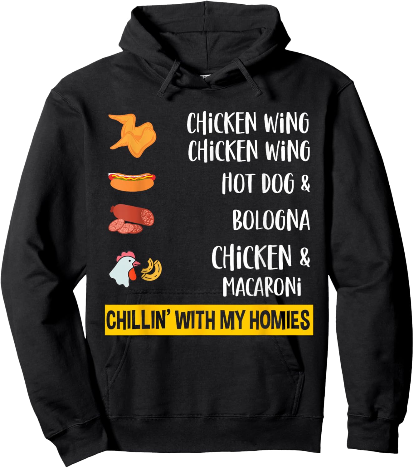 Cooked Chicken Wing Chicken Wing Hot Dog Bologna Macaroni Hoodie - Hoodie | Black