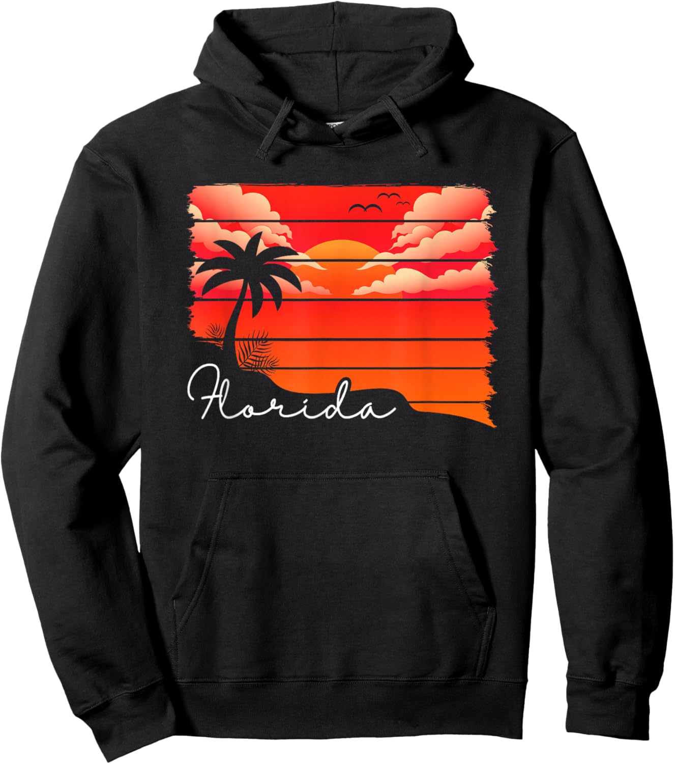 Tropical Summer South Beach Miami Palm Trees Retro Florida Hoodie - Hoodie | Black
