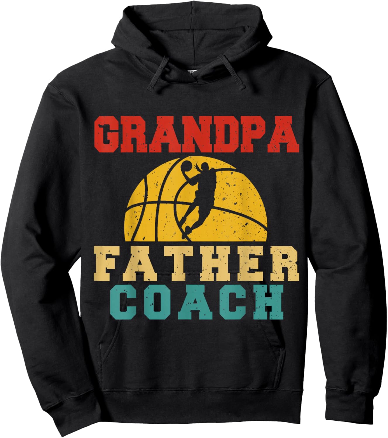 Vintage Grandpa Father Coach Cool Basketball Player Coach Hoodie - Hoodie | Black