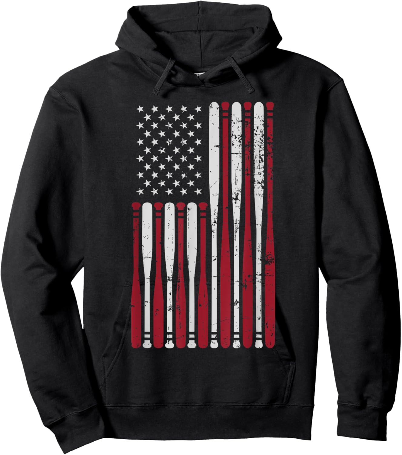 Patriotic US american baseball bats and stars stripes flag Hoodie - Hoodie | Black