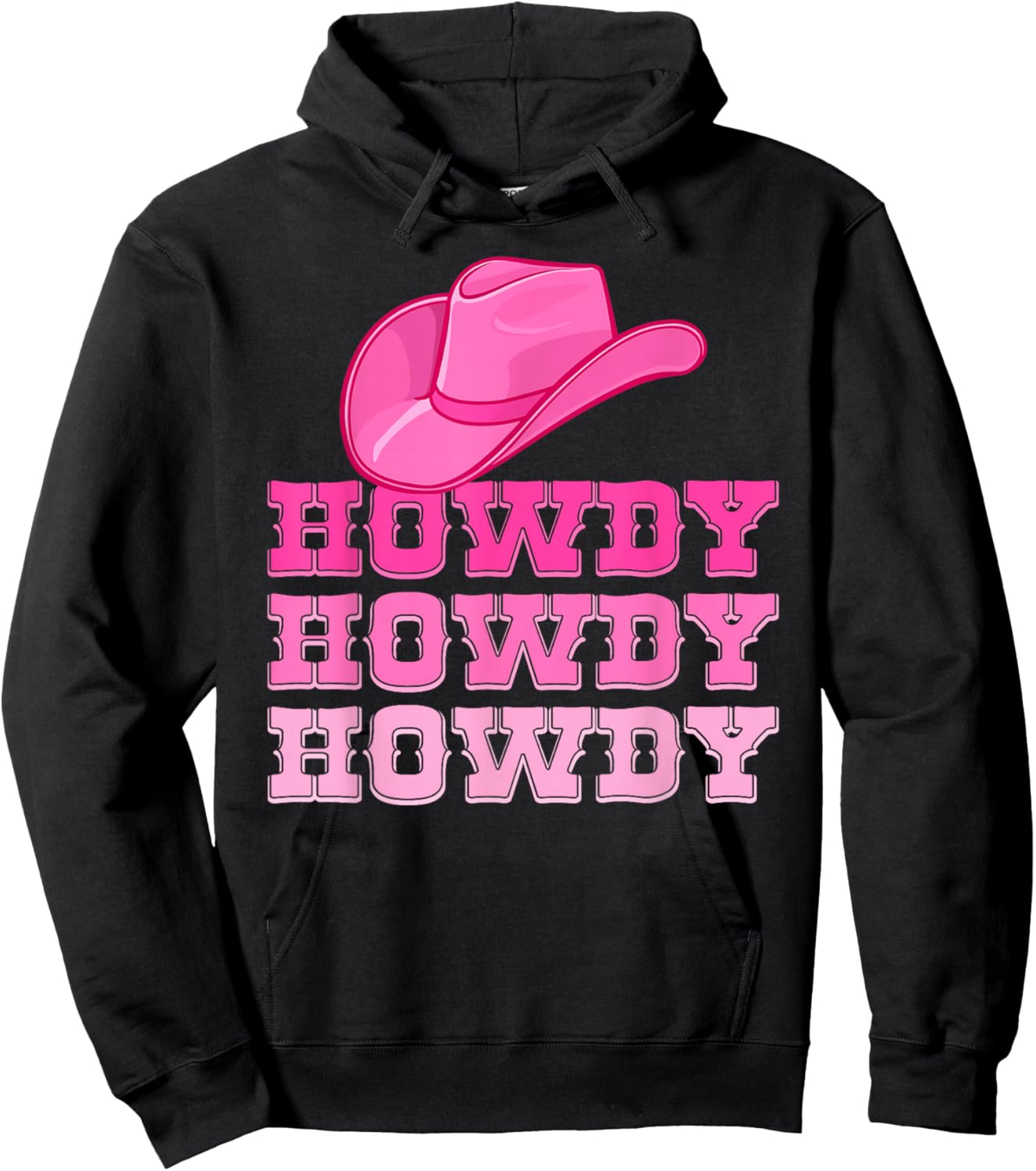 Girls Pink Howdy Shirt Cowgirl Western Country Rodeo Hoodie - Hoodie | Black