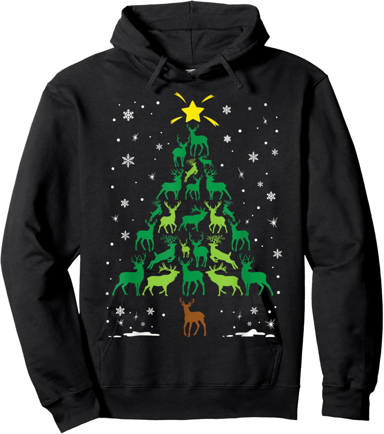 Deer Buck Hunting Holiday Family Matching Christmas Tree Hoodie - Hoodie | Black