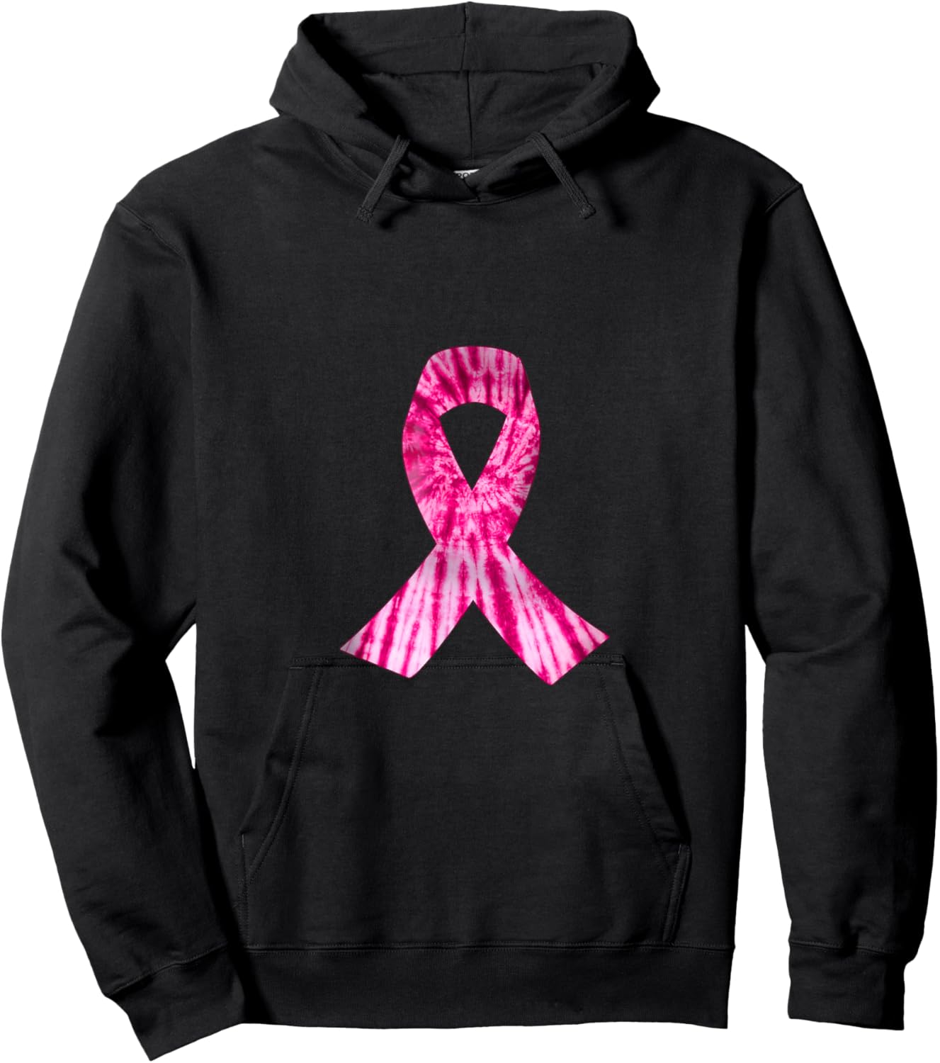 Pink Ribbon Tie Dye Breast Cancer Awareness Women Hoodie - Hoodie | Black