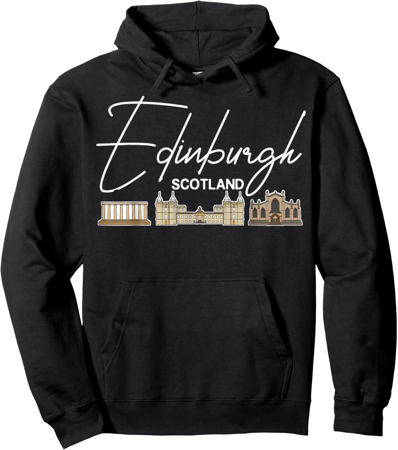 Edinburgh Scotland City Skyline Map Travel Hoodie - Hoodie | Black