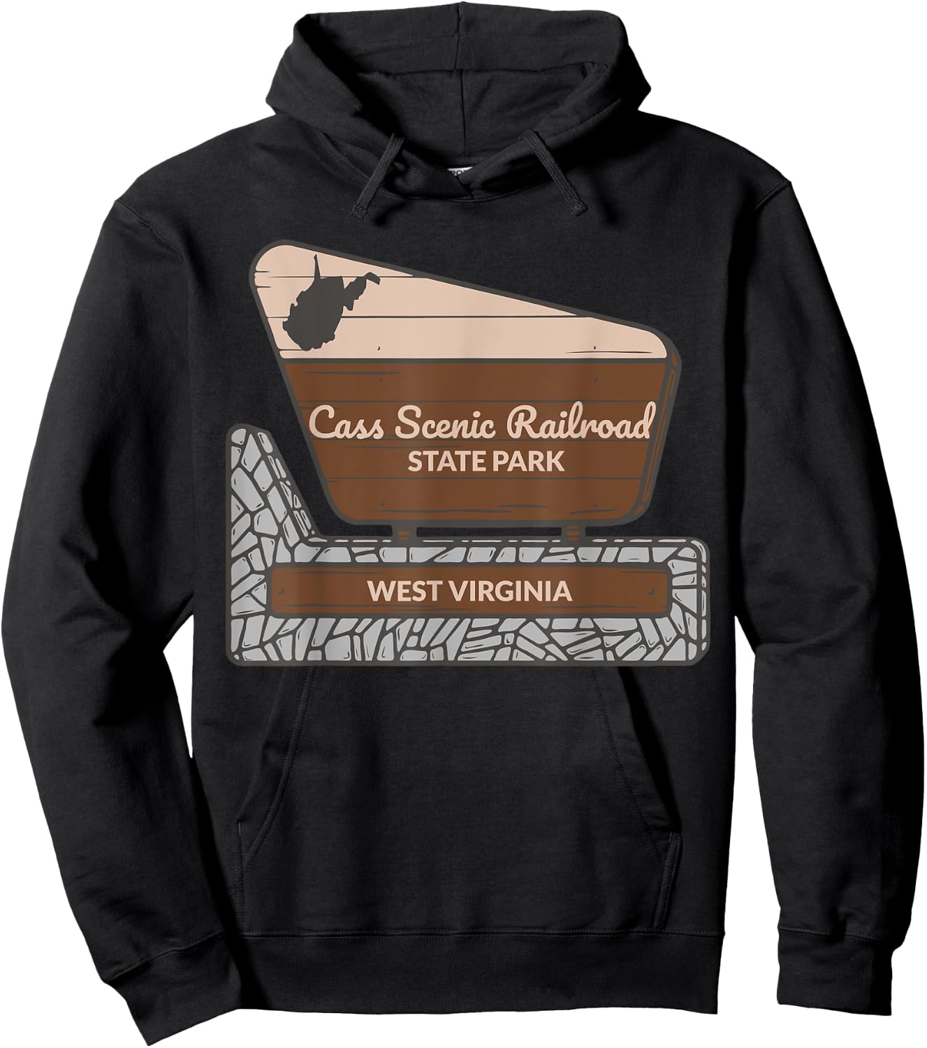 Cass Scenic Railroad State Park West Virginia Welcome Sign Hoodie - Hoodie | Black